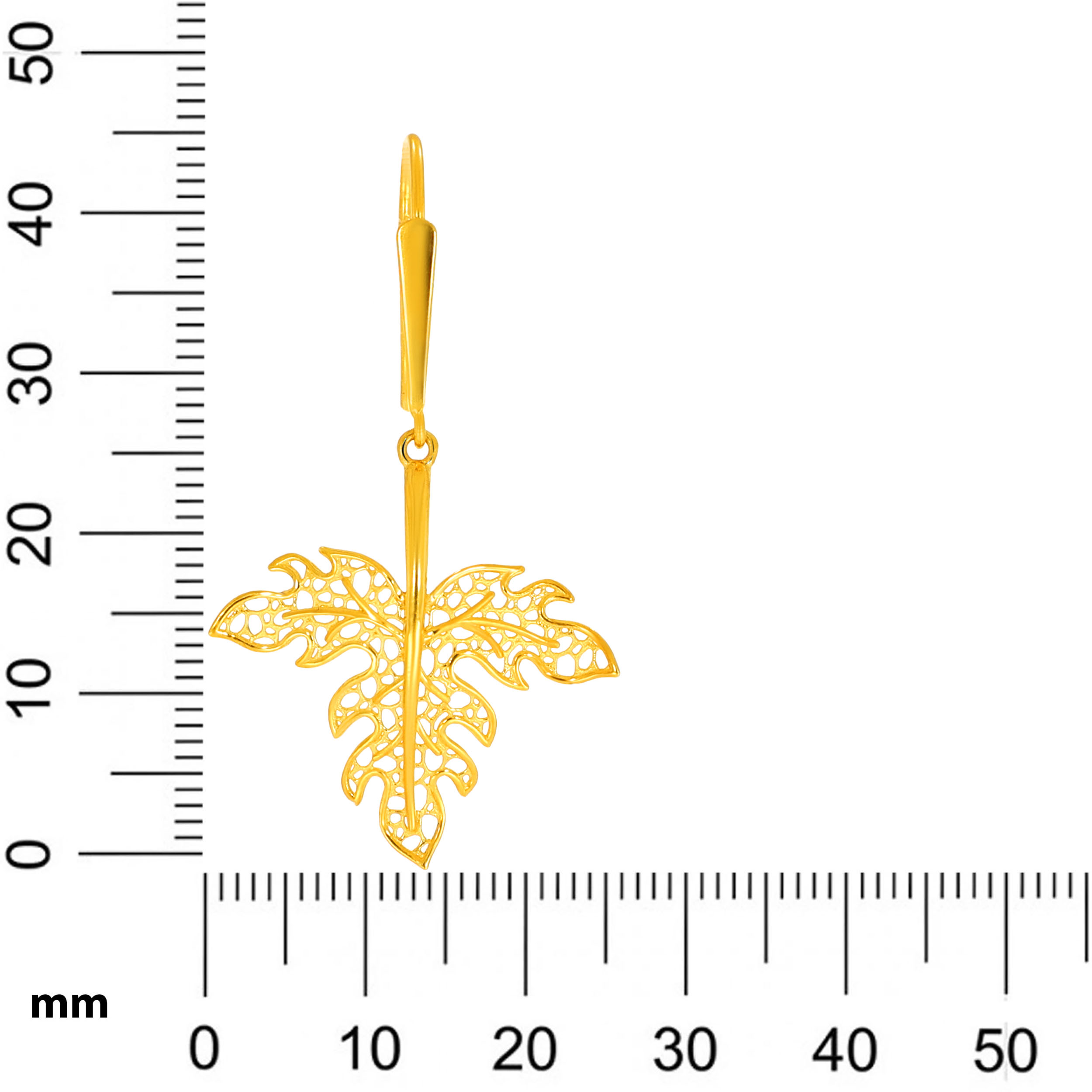 Tropical Leaves Gold Hook Earrings - Senco Gold and Diamonds