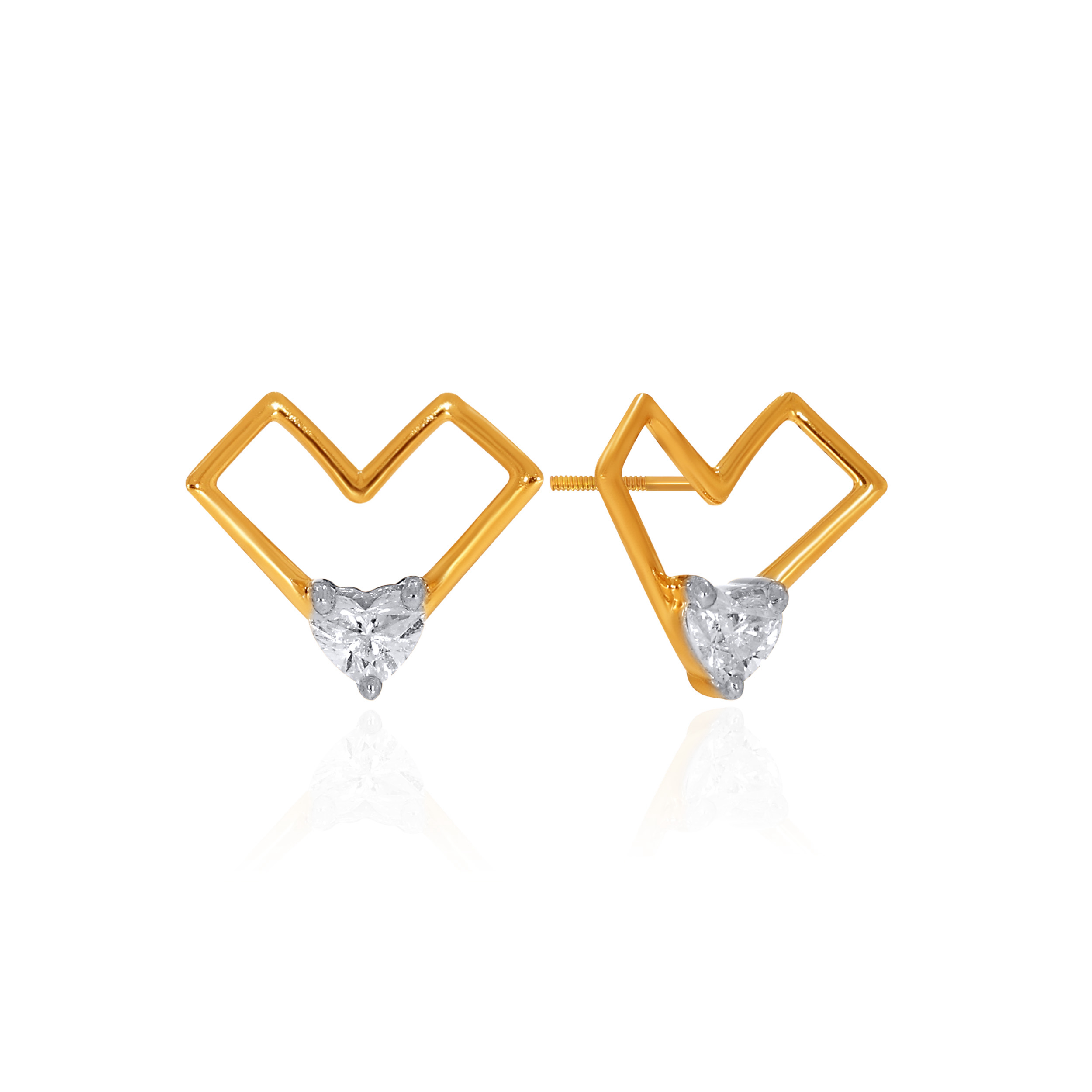 Gilded Heartbeat Diamond Studs - Senco Gold and Diamonds
