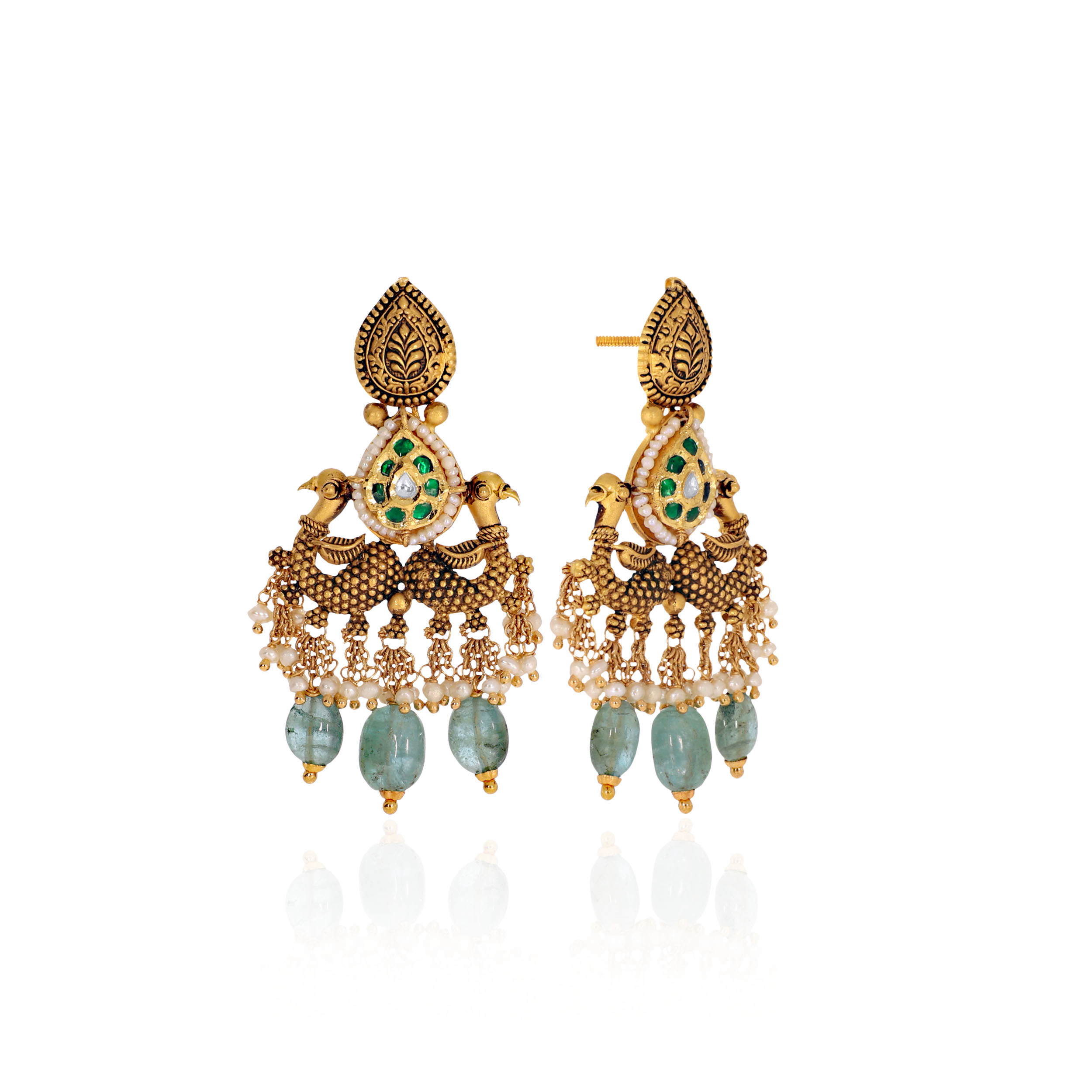22K Yellow Gold Kundan Drop Earrings-GPGN-D000788451 - Senco Gold and Diamonds
