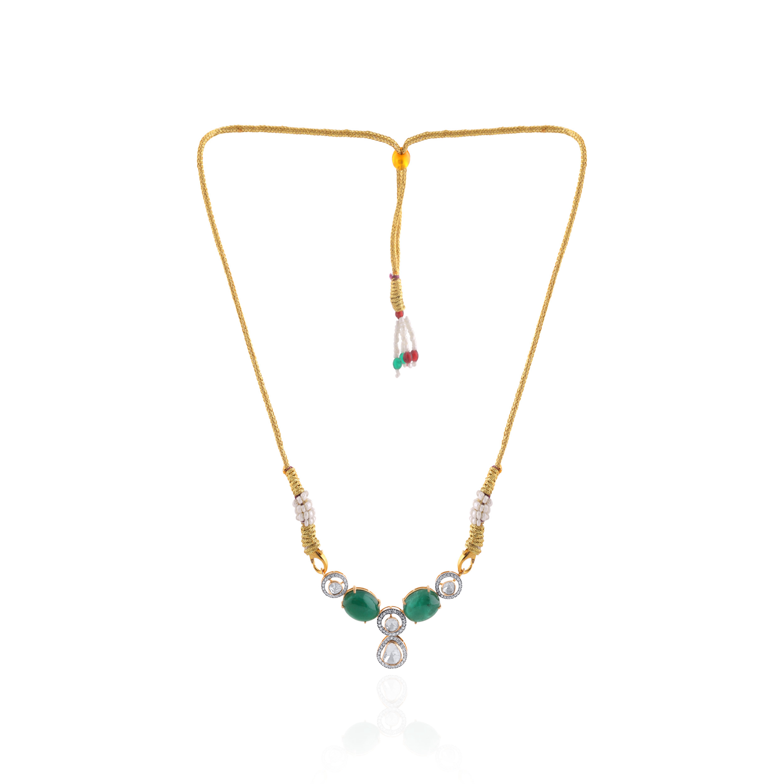 Emerald Dewdrop Polki Diamond Pendant - Senco Gold and Diamonds