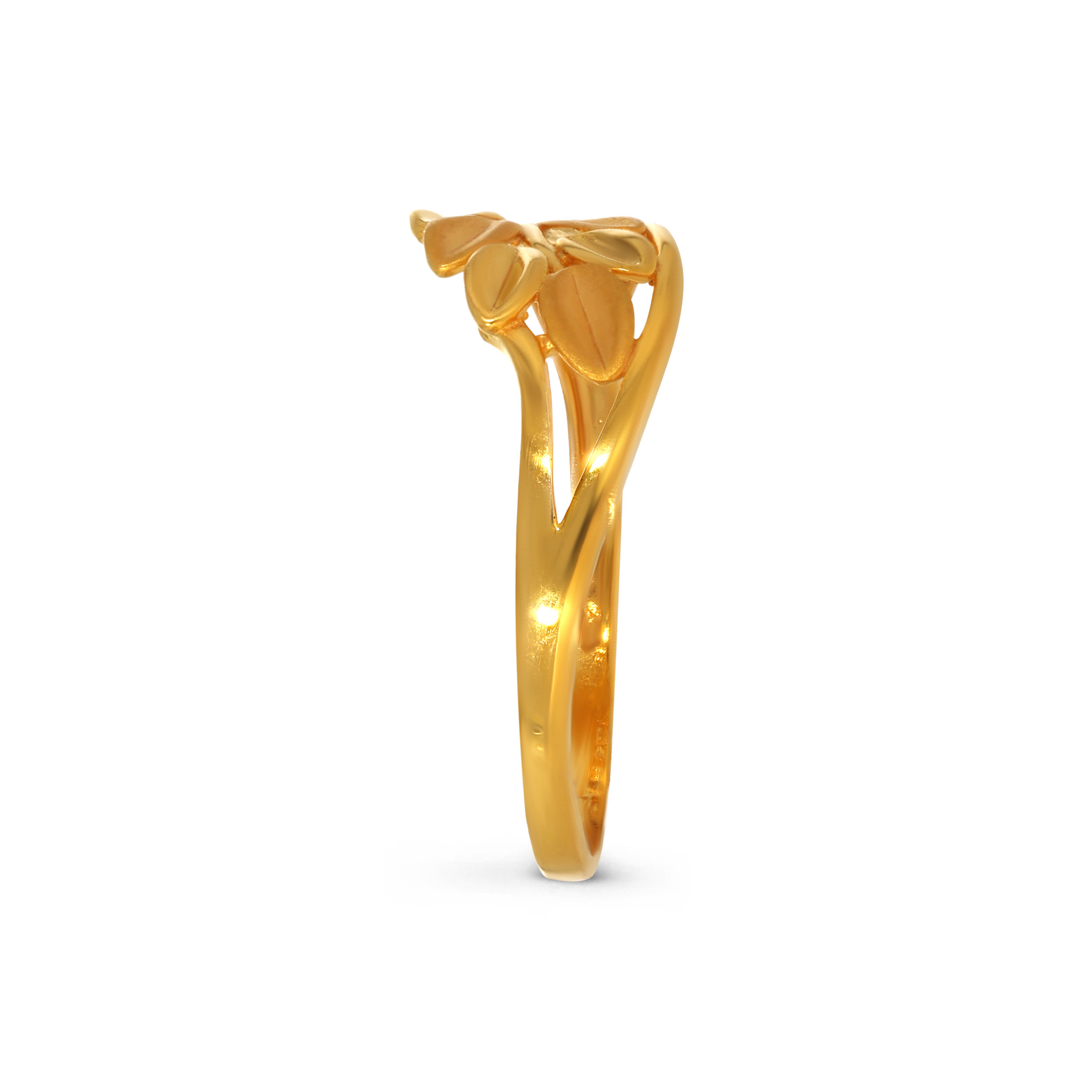 Minimal Leaf Frame Gold Ring - Senco Gold and Diamonds