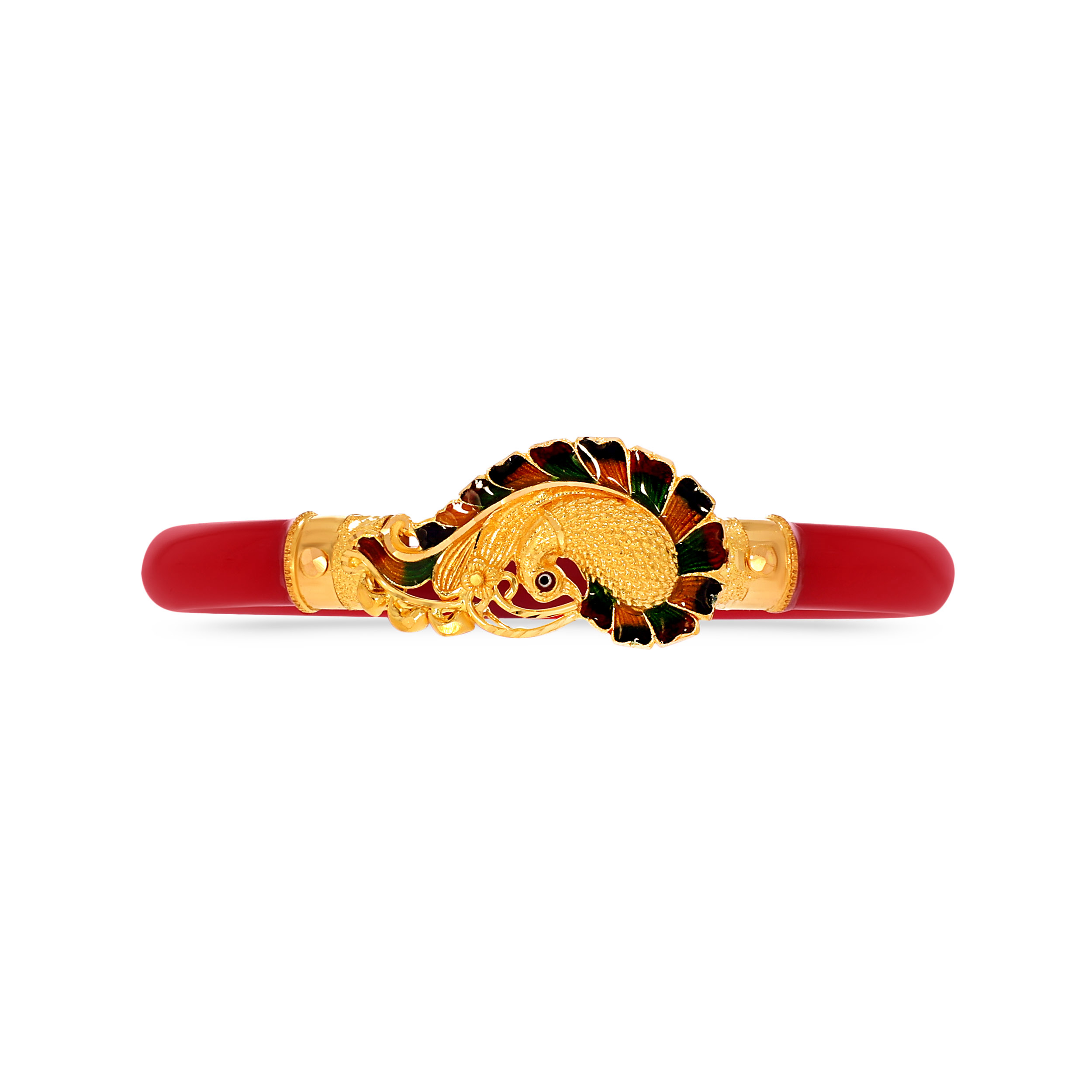 Magnificent Ruby Peacock Gold Pola Bangle - Senco Gold and Diamonds