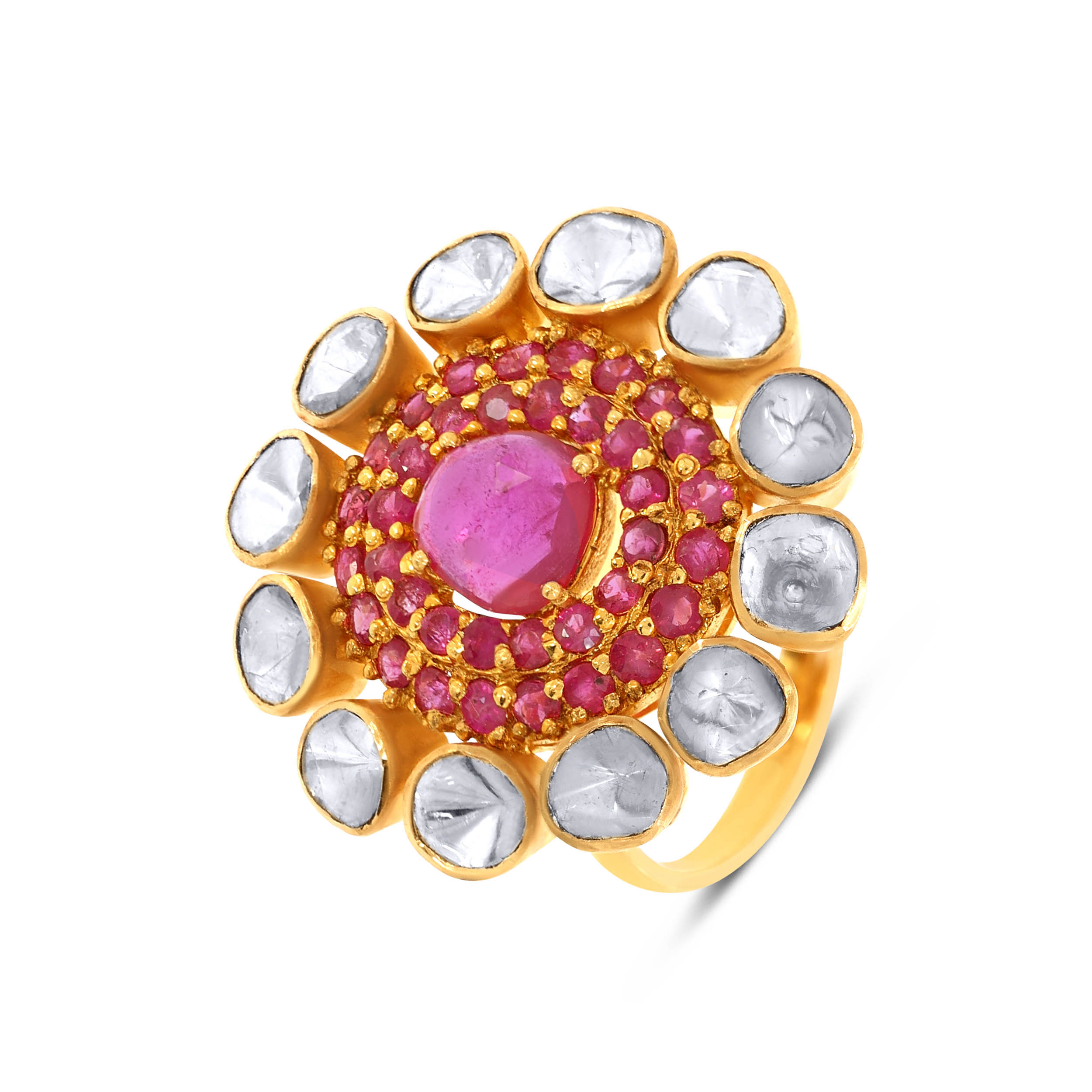 18K Yellow Gold Polki Ring-DLR-D000754547 - Senco Gold and Diamonds