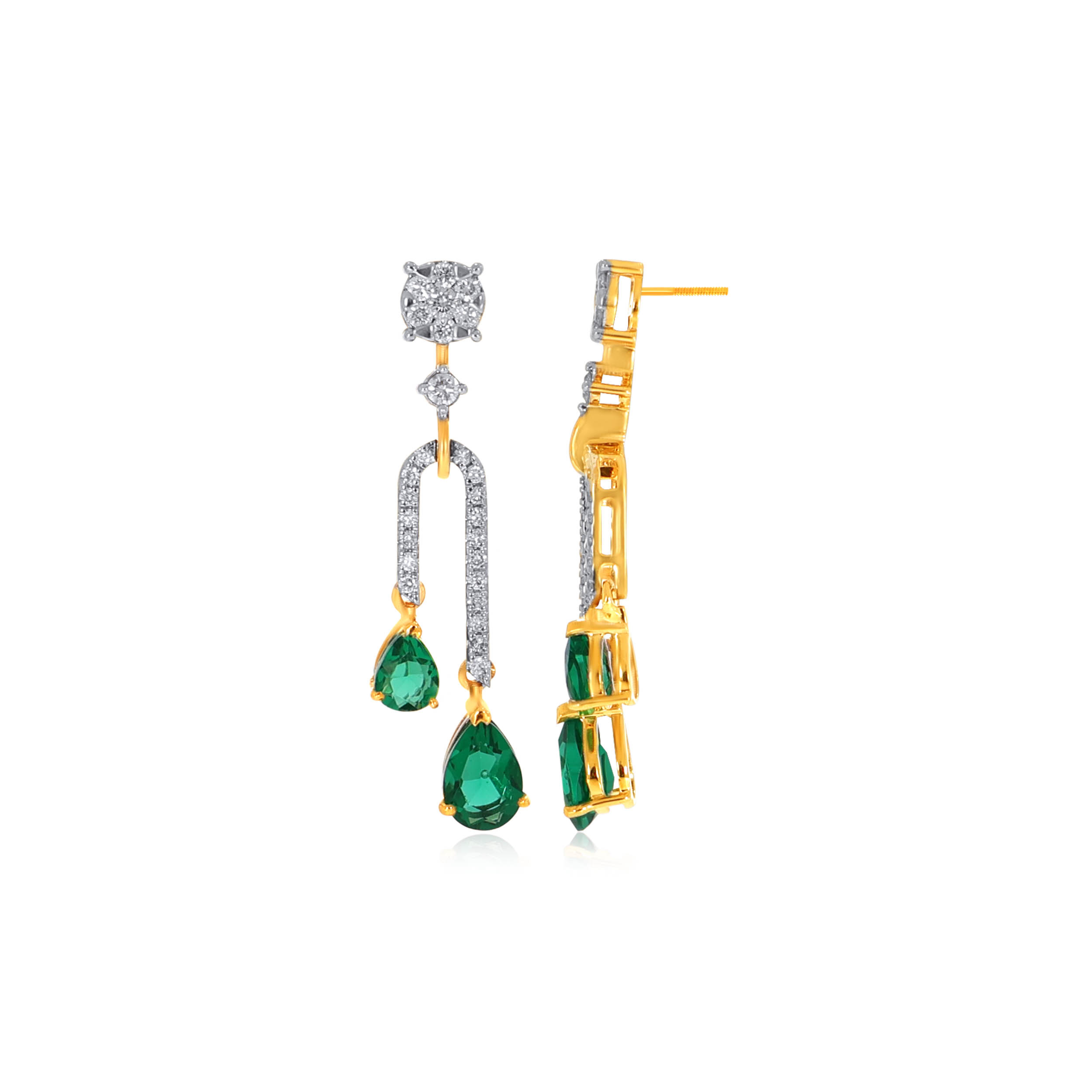 Greeny Droplet Diamond Drop Earrings - Senco Gold and Diamonds