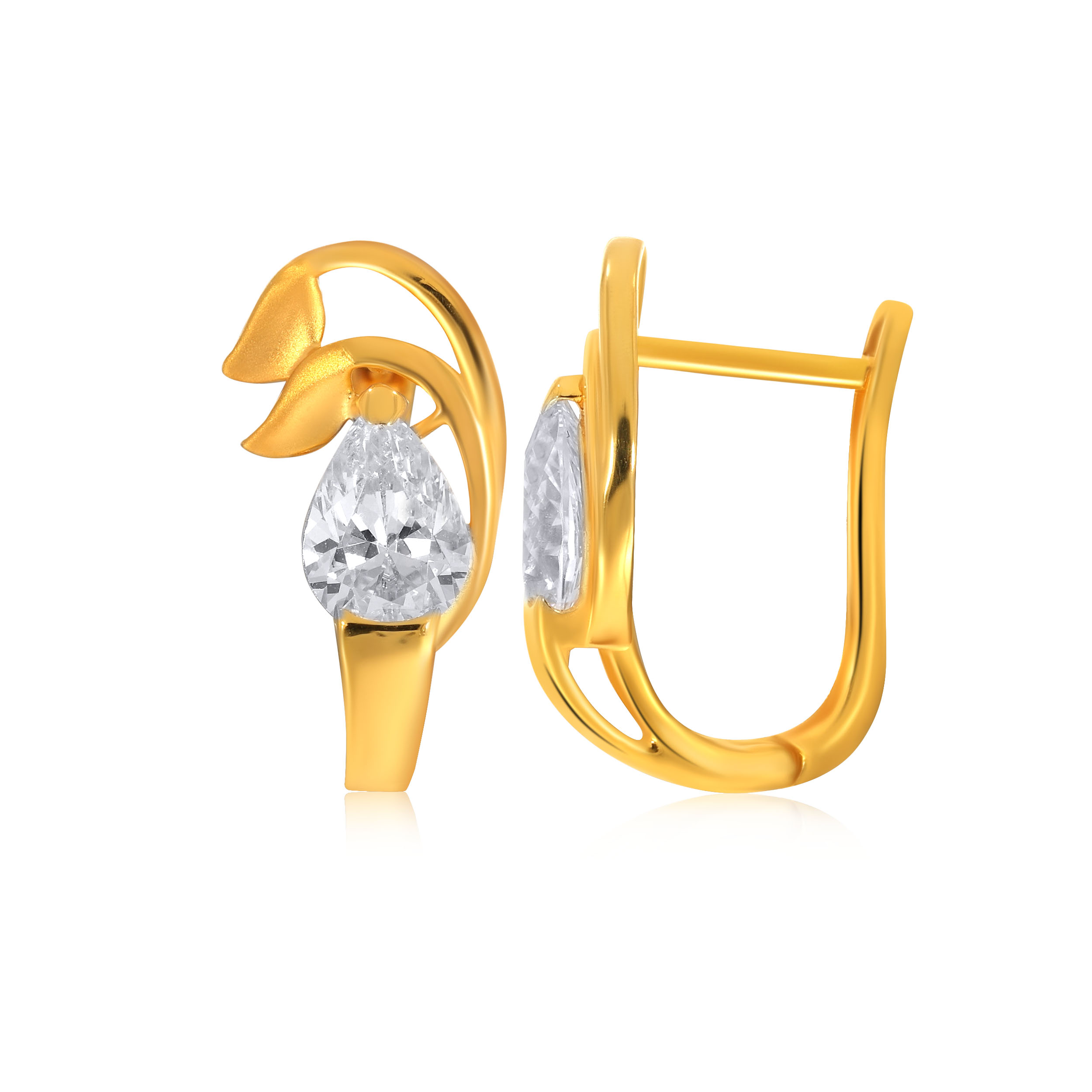 Dreamy Lotus Gold Hoop Earrings - Senco Gold and Diamonds
