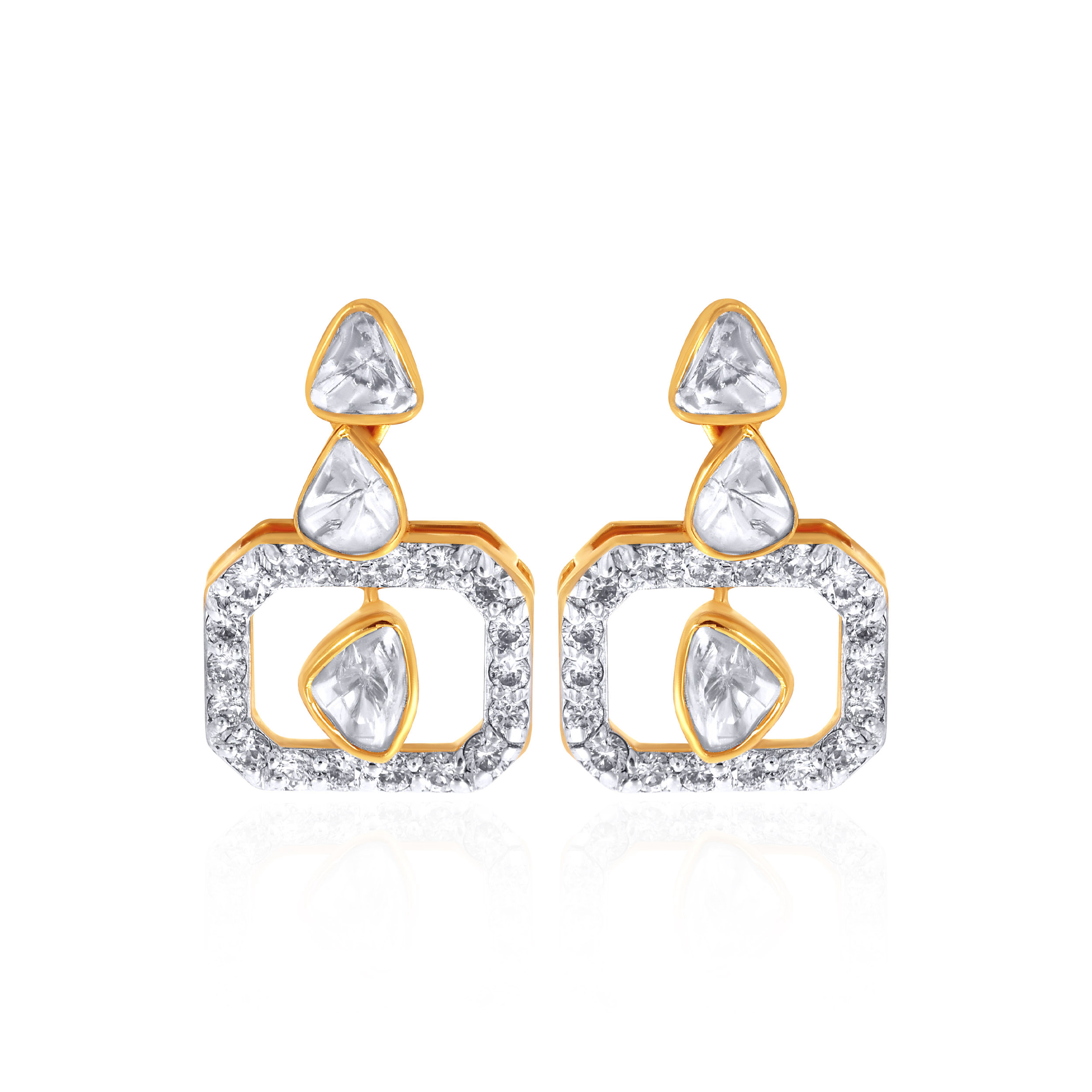 Ethereal Sparkle Polki Diamond Studs - Senco Gold and Diamonds