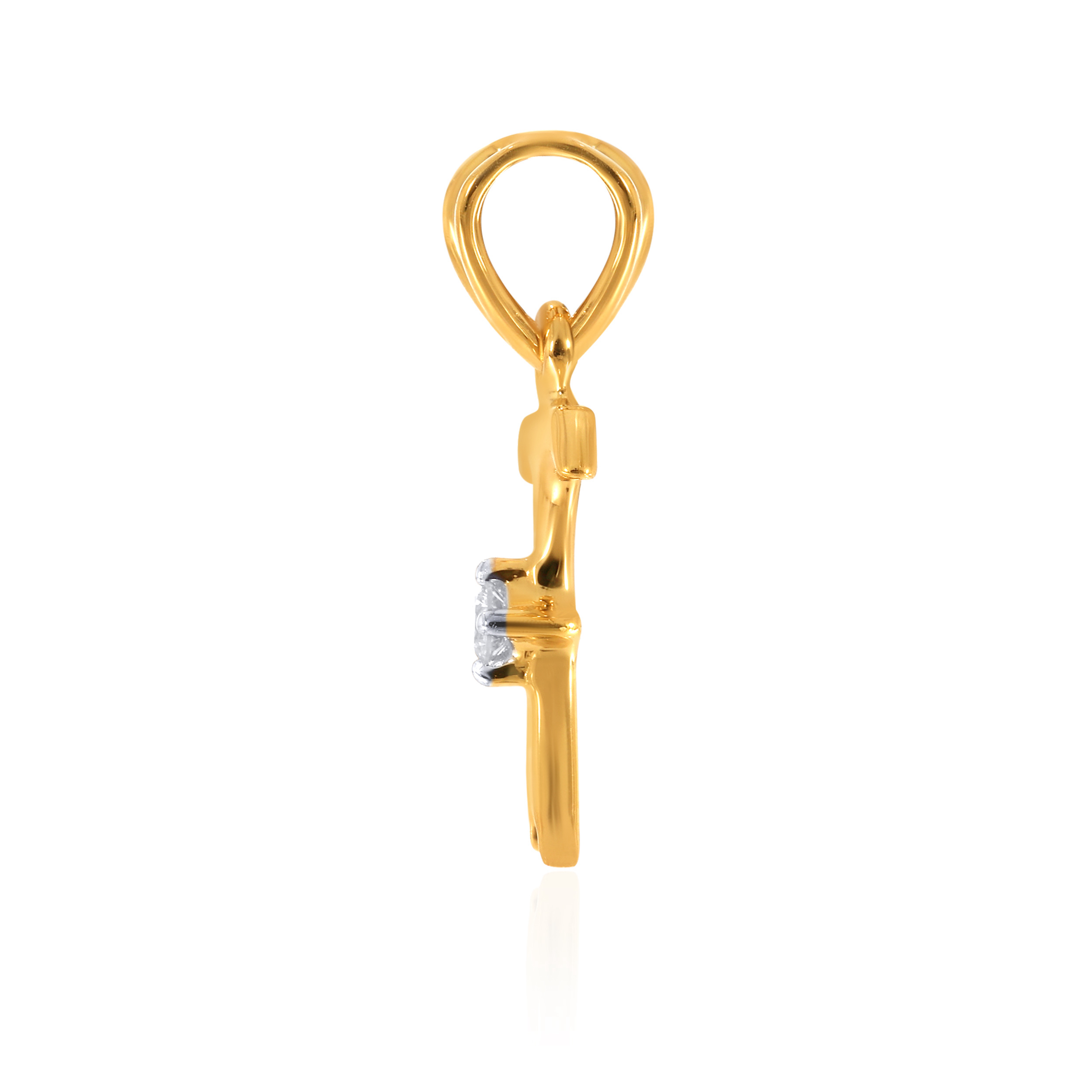 18K Yellow Gold T Alphabet Diamond Pendant-DPN-D000748626 - Senco Gold and Diamonds
