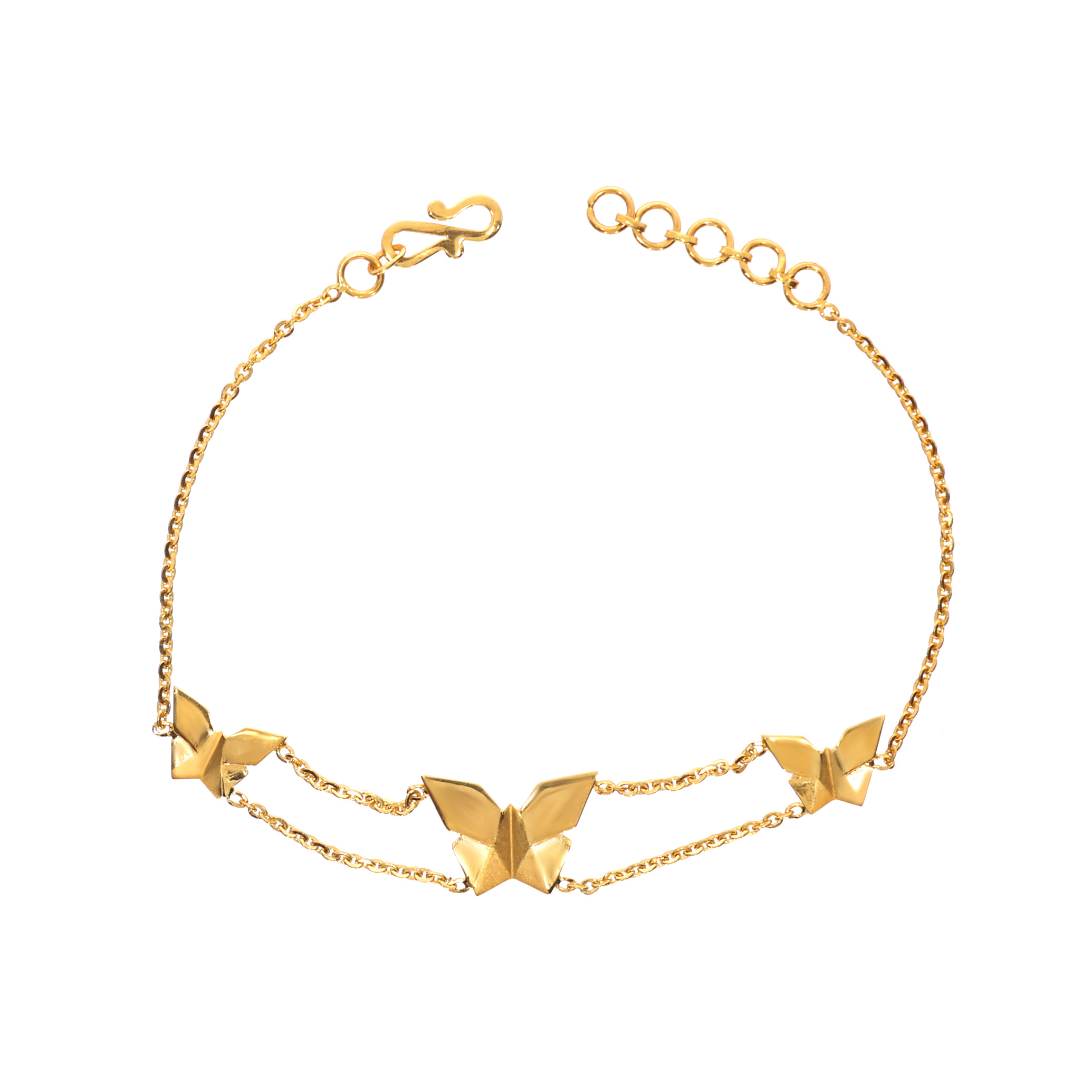 Cute Butterfly Trio Kids Gold Bracelet - Senco Gold and Diamonds