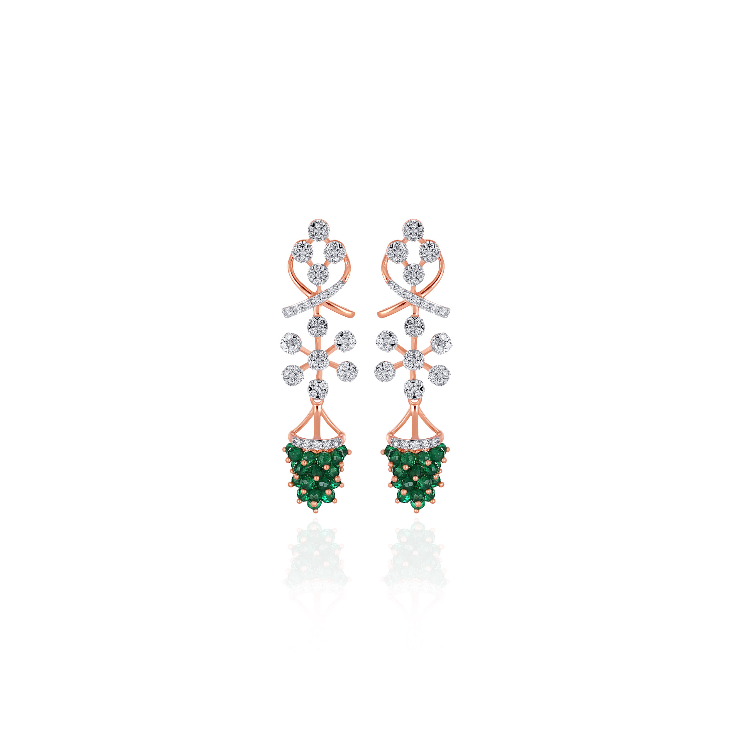 Elysian Bloom Verdant Diamond Earrings - Senco Gold and Diamonds