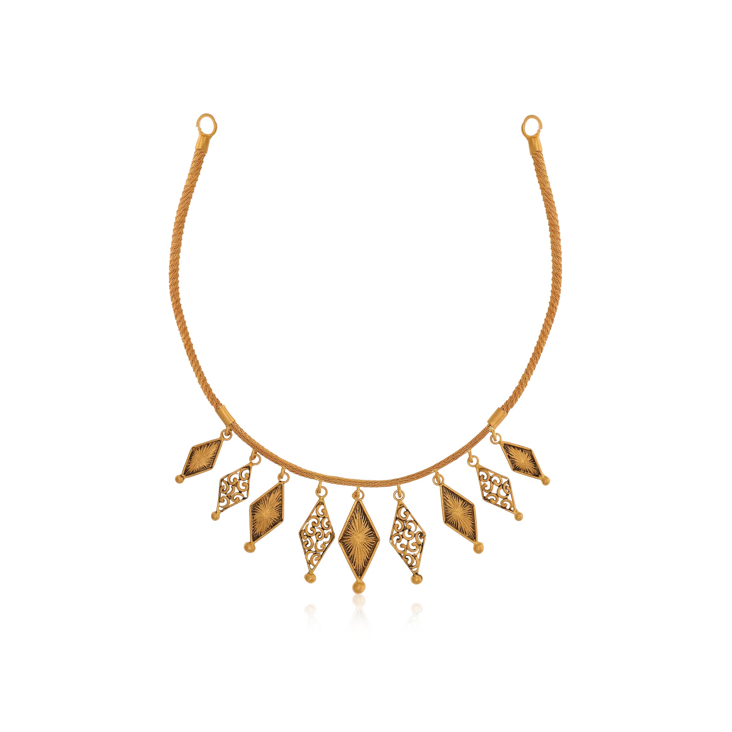 Dual Rhombus Antique Gold Necklace - Senco Gold and Diamonds