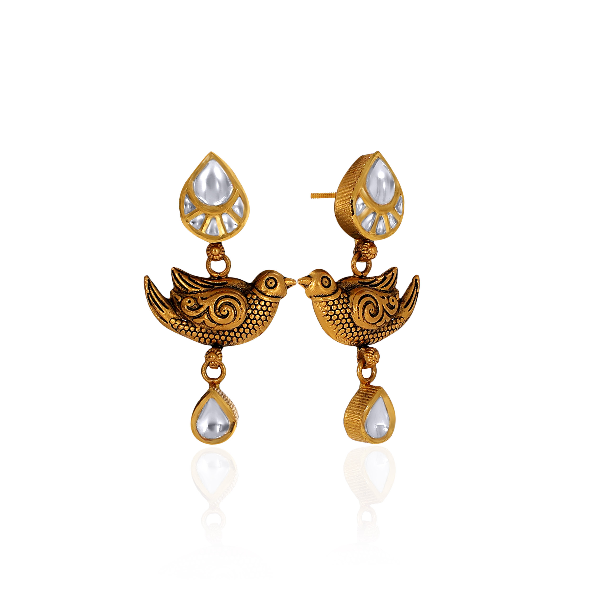 22K Yellow Gold Kundan Earrings-GPGN-D000788459 - Senco Gold and Diamonds