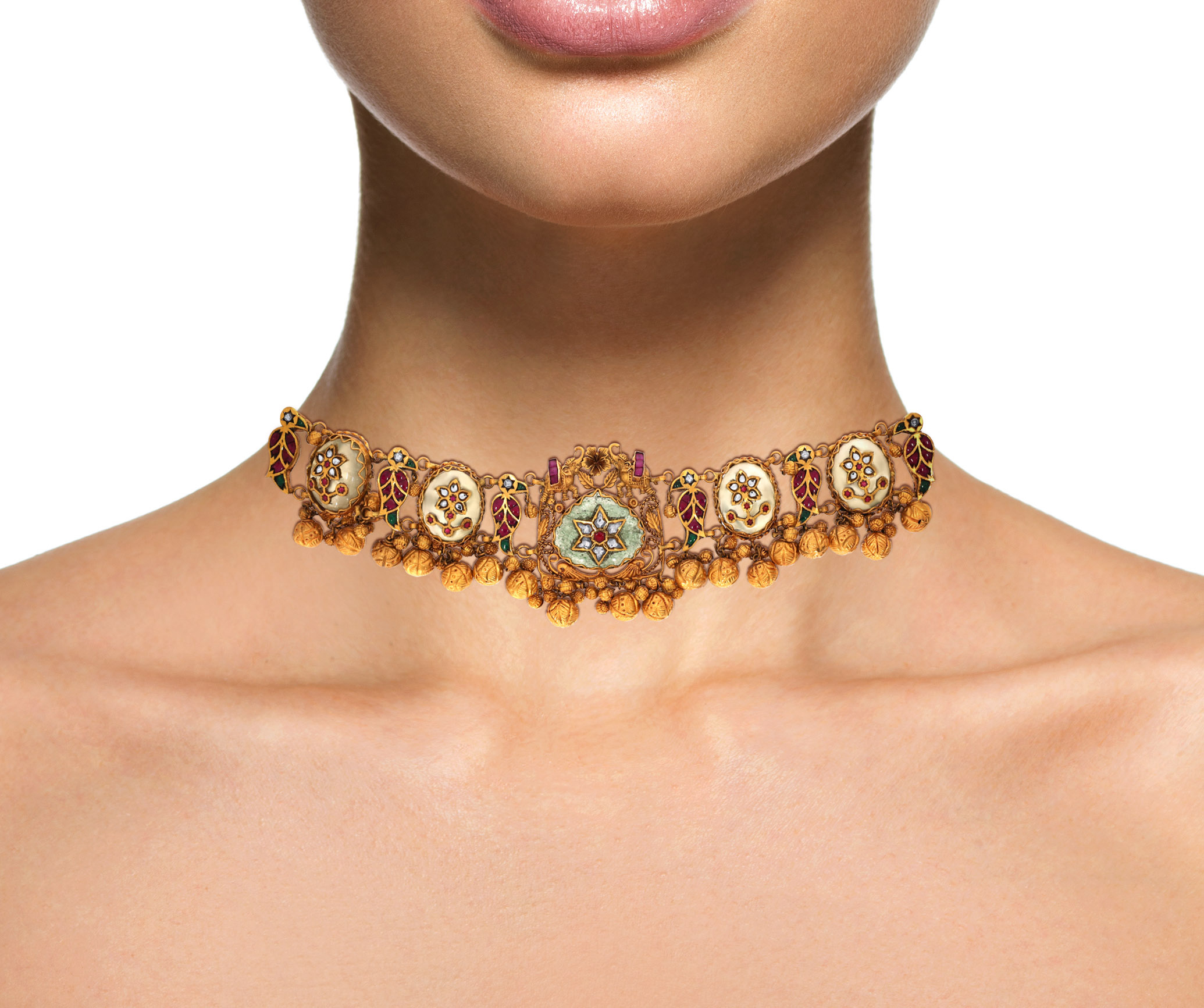 22K Yellow Gold Kundan Necklace-GN-D000788413 - Senco Gold and Diamonds