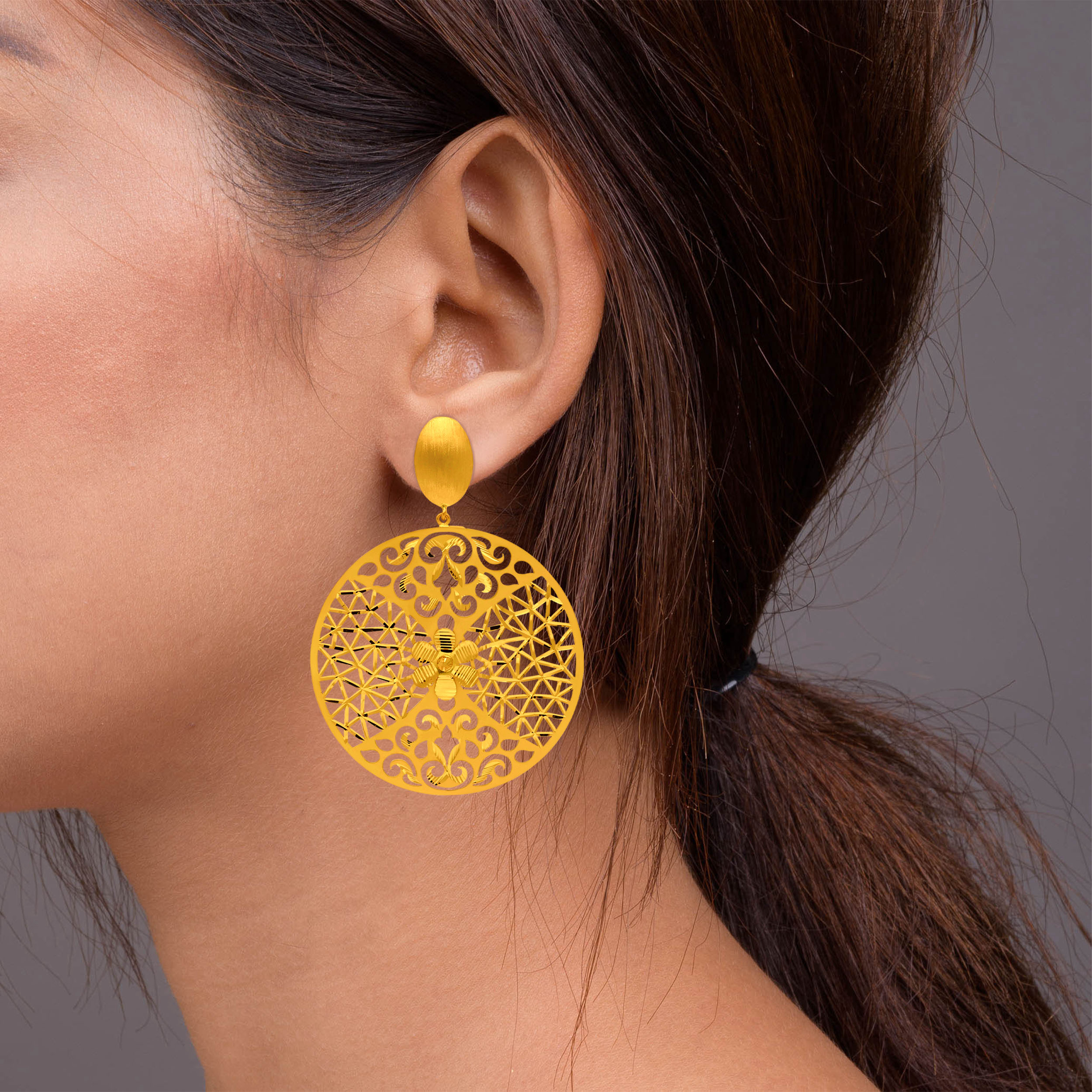 22K Yellow Gold Dangler Earrings-GP-SAD0004910 - Senco Gold and Diamonds