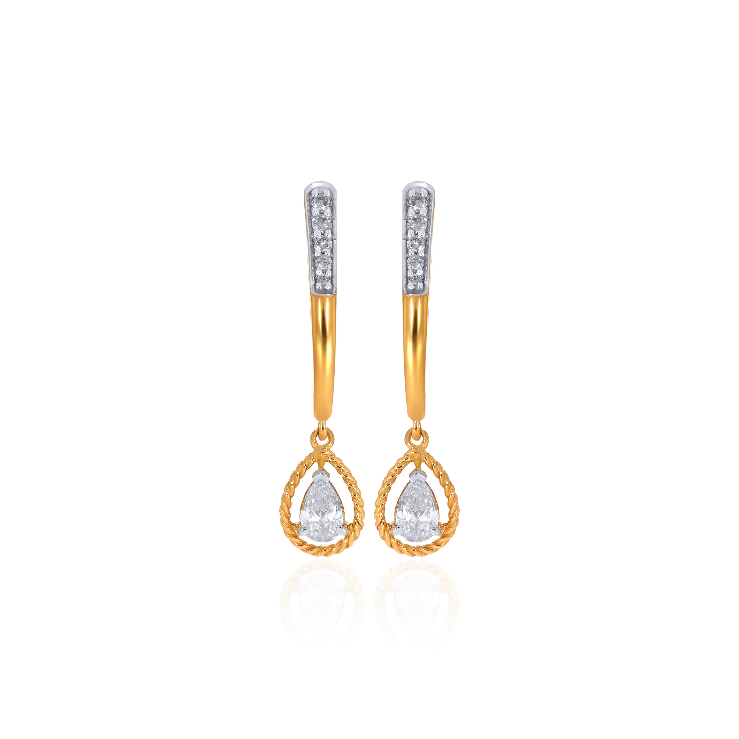 18K Yellow Gold Diamond Drop Earrings-DT-D000773818 - Senco Gold and Diamonds