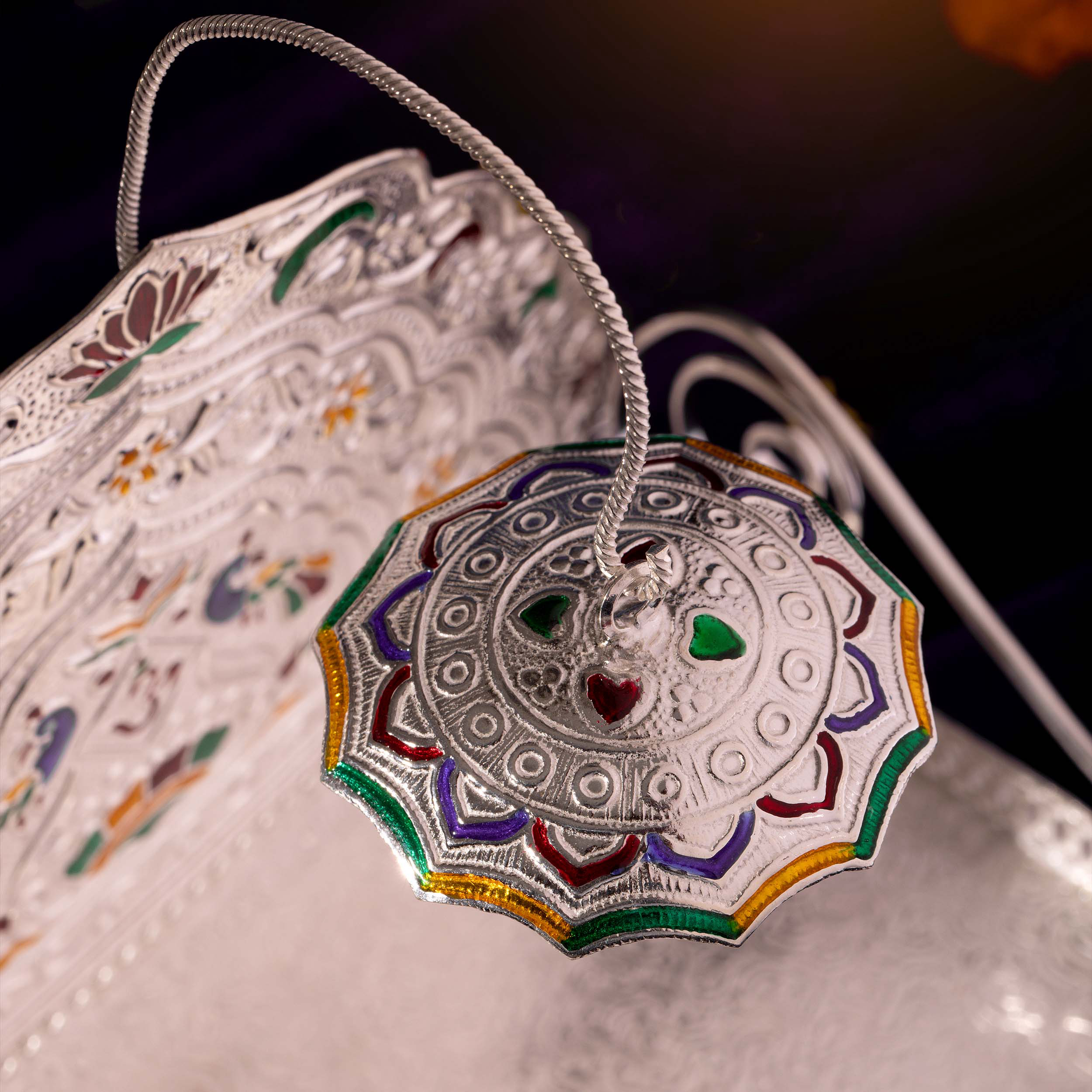 Enamel Adorned Silver Pooja Jhula - Senco Gold and Diamonds