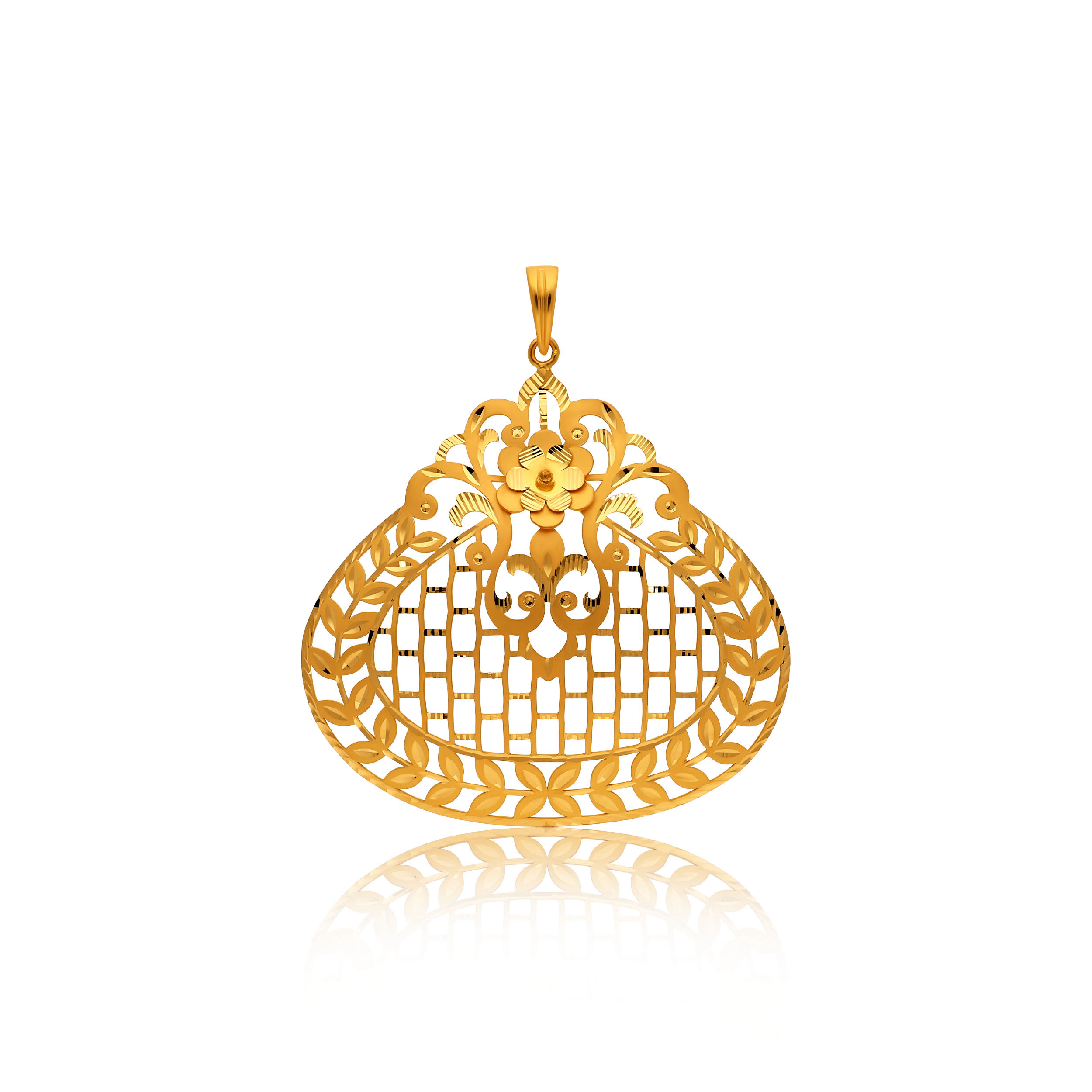 Regal Floral Lattice Gold Pendant - Senco Gold and Diamonds