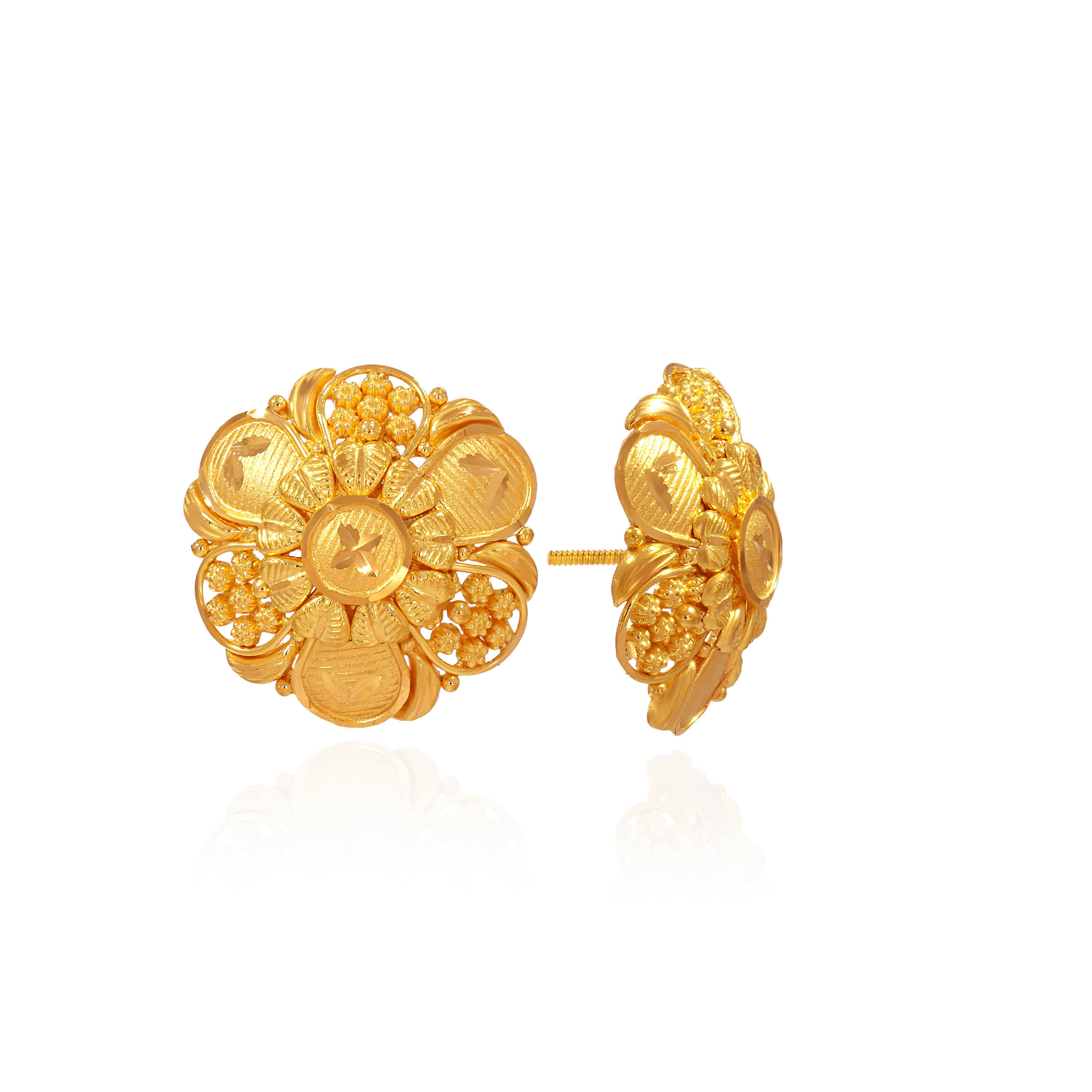 Traditional Bloom Gold Earrings - Senco Gold and Diamonds