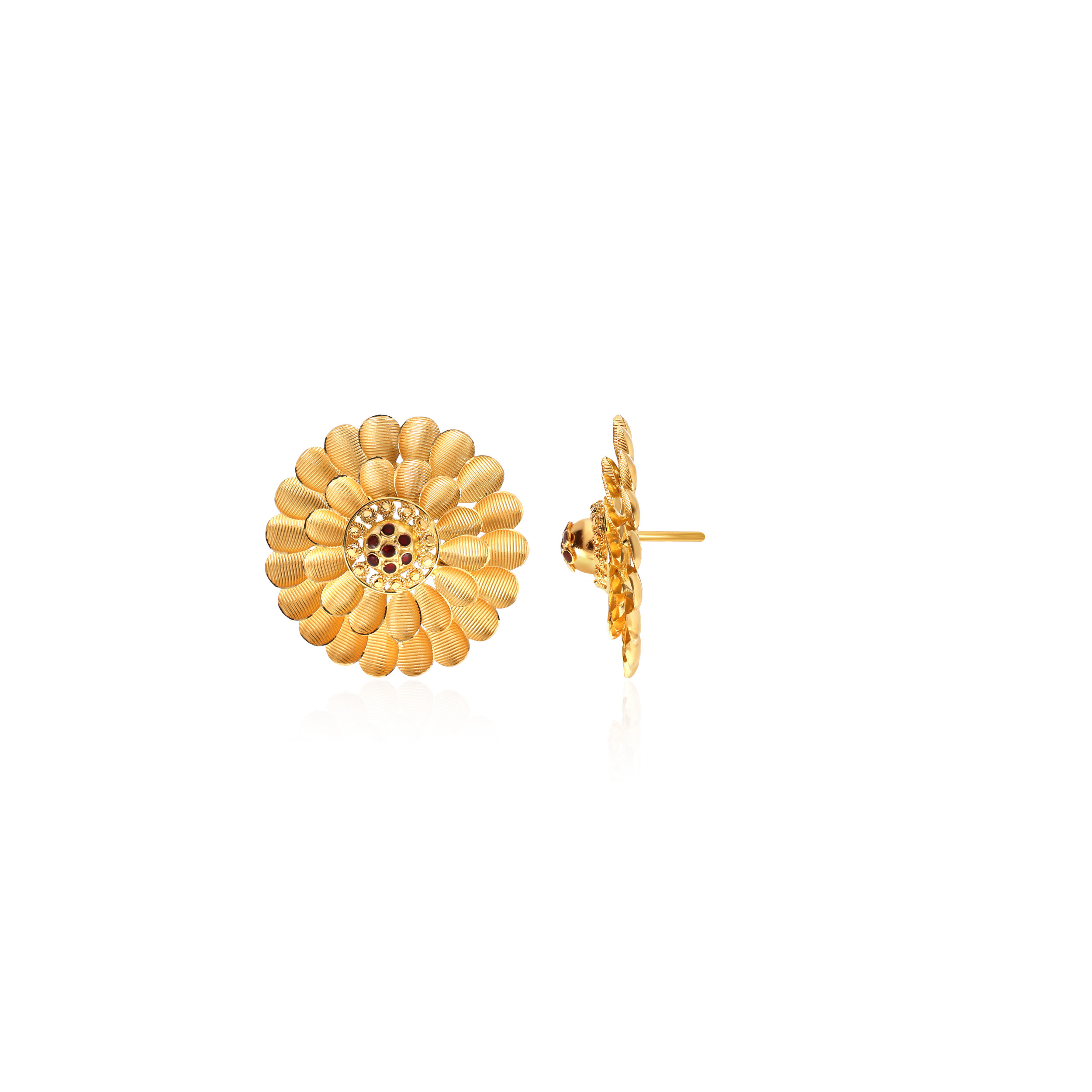 Floral Grandeur Gold Studs - Senco Gold and Diamonds