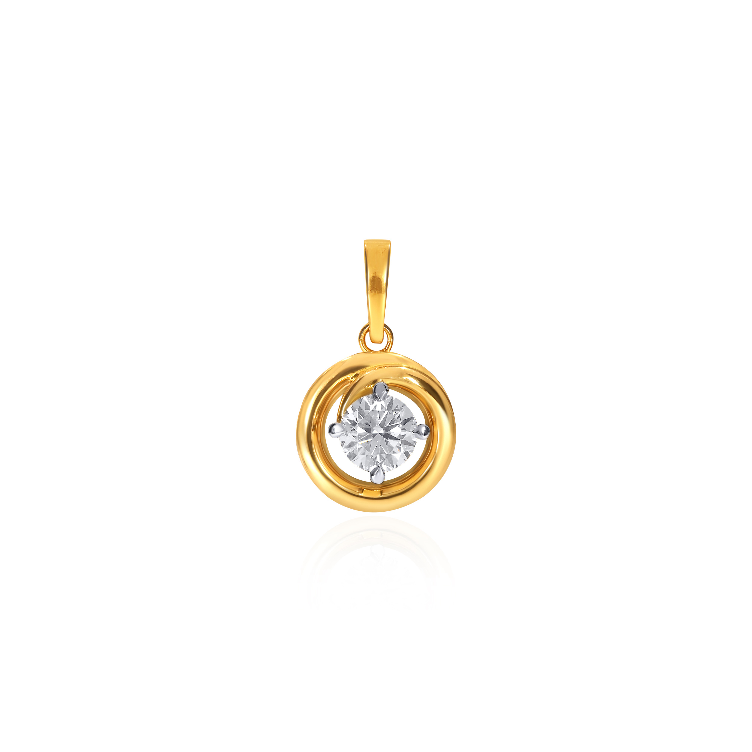 Fashionable Swirl Solitaire Pendant - Senco Gold and Diamonds