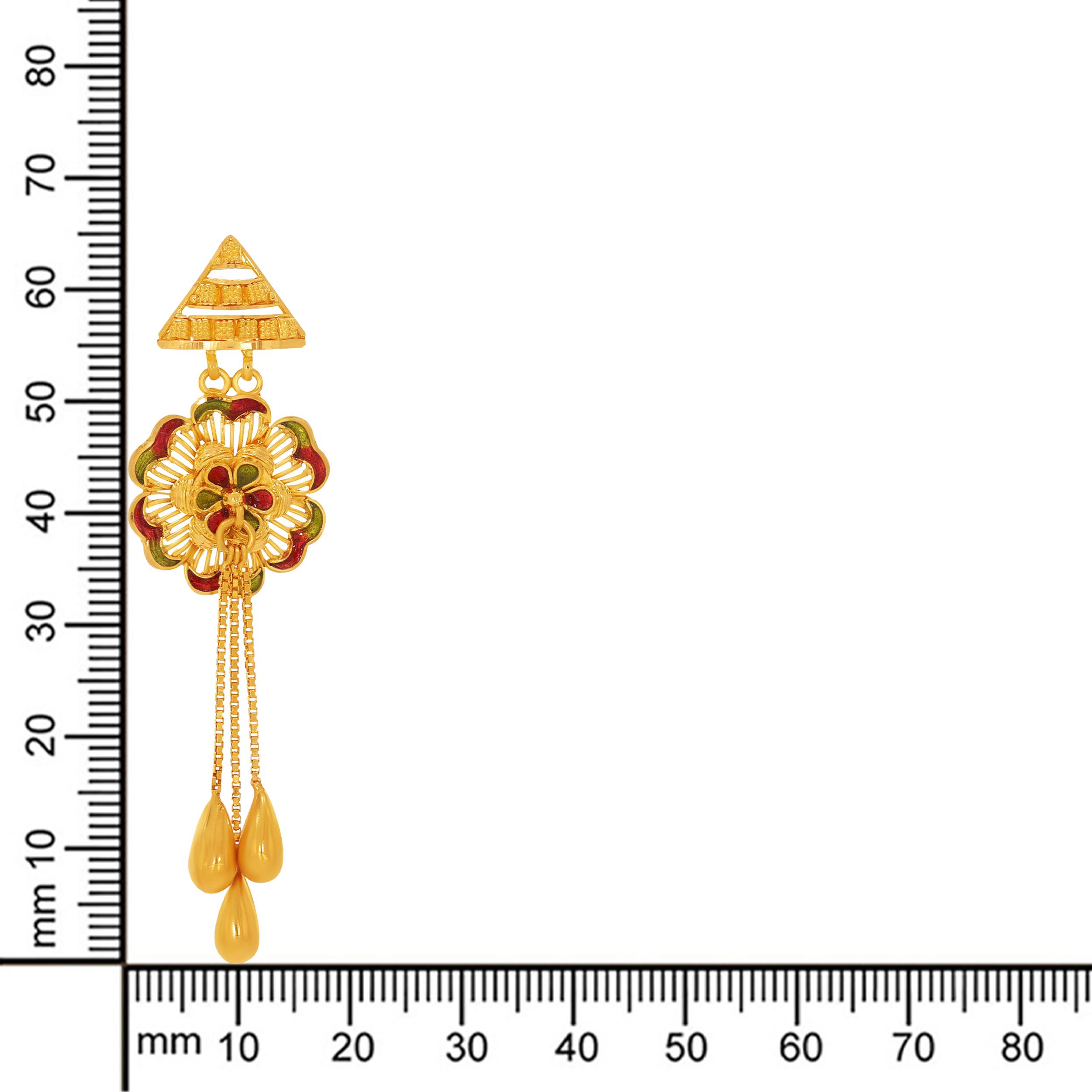 Floral Art Gold Long Earrings - Senco Gold and Diamonds