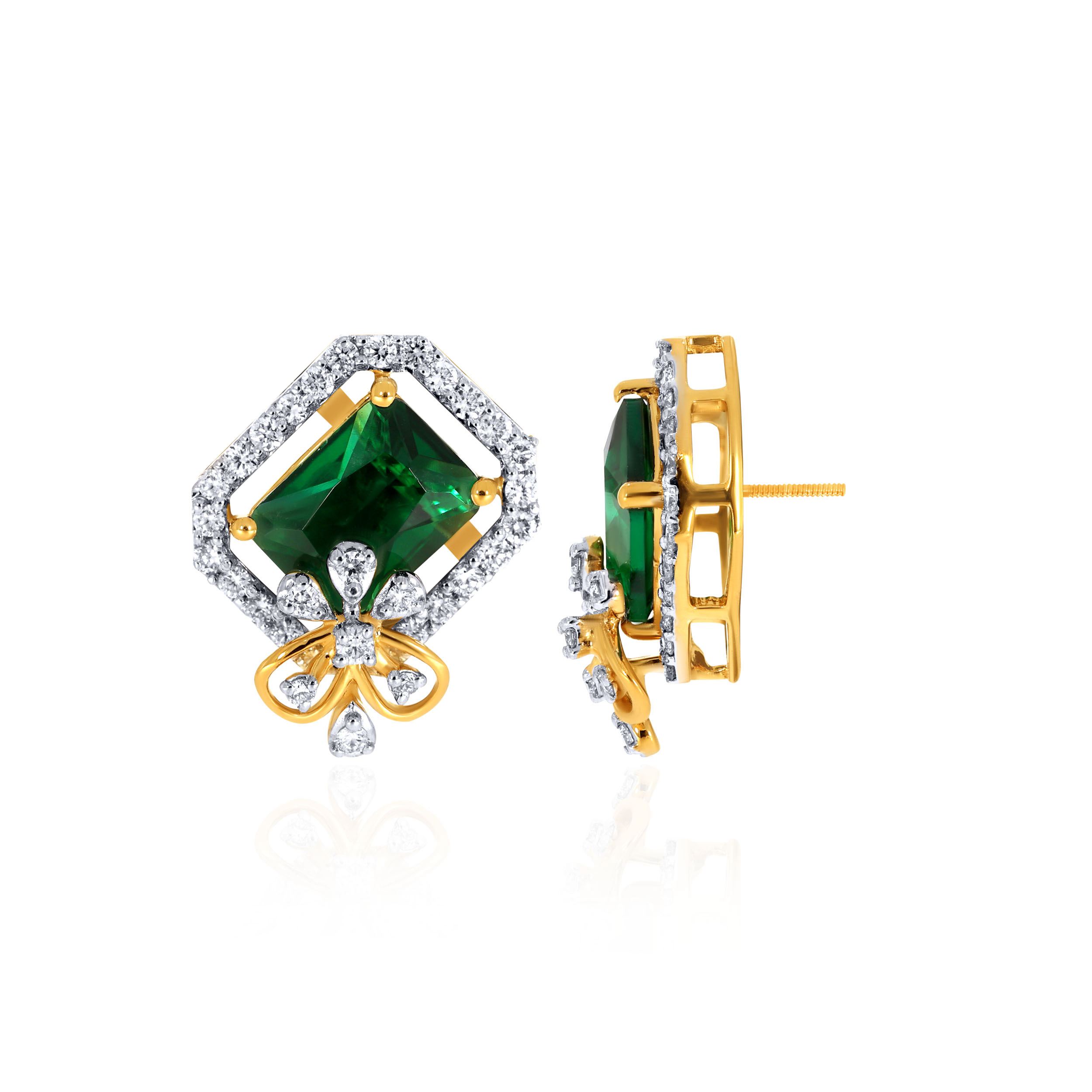 Greeny Glamour Diamond Studs - Senco Gold and Diamonds