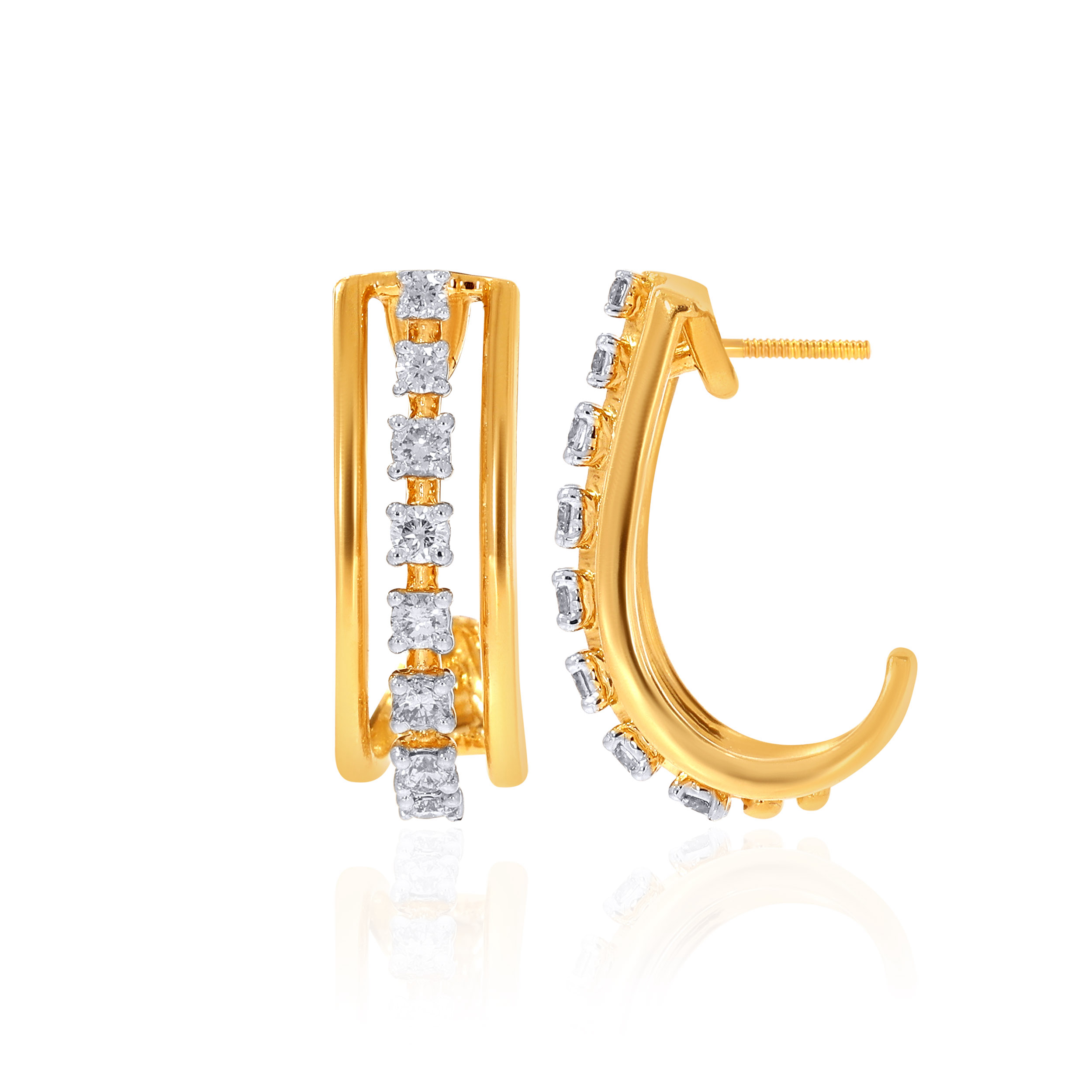 18K Yellow Gold Diamond Hoops DT-D000749065 - Senco Gold and Diamonds