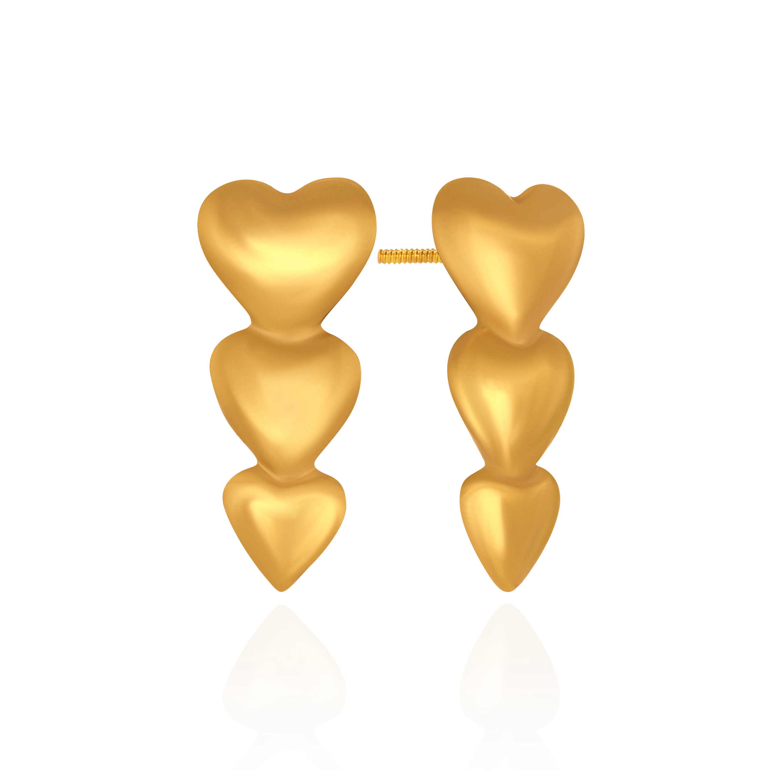 Delicate Triple Heart Gold Earrings - Senco Gold and Diamonds