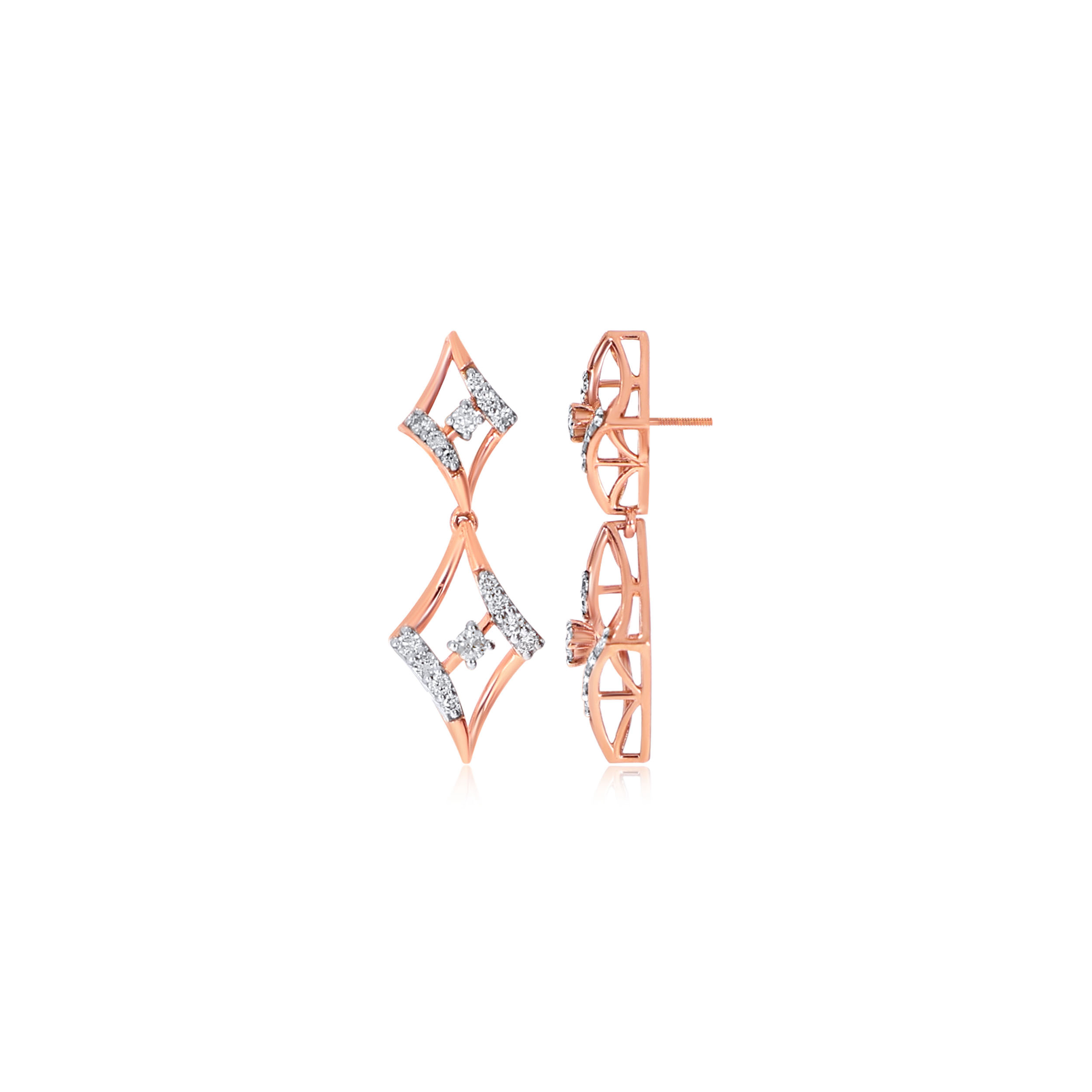Artsy Rhombus Diamond Drop Earrings - Senco Gold and Diamonds
