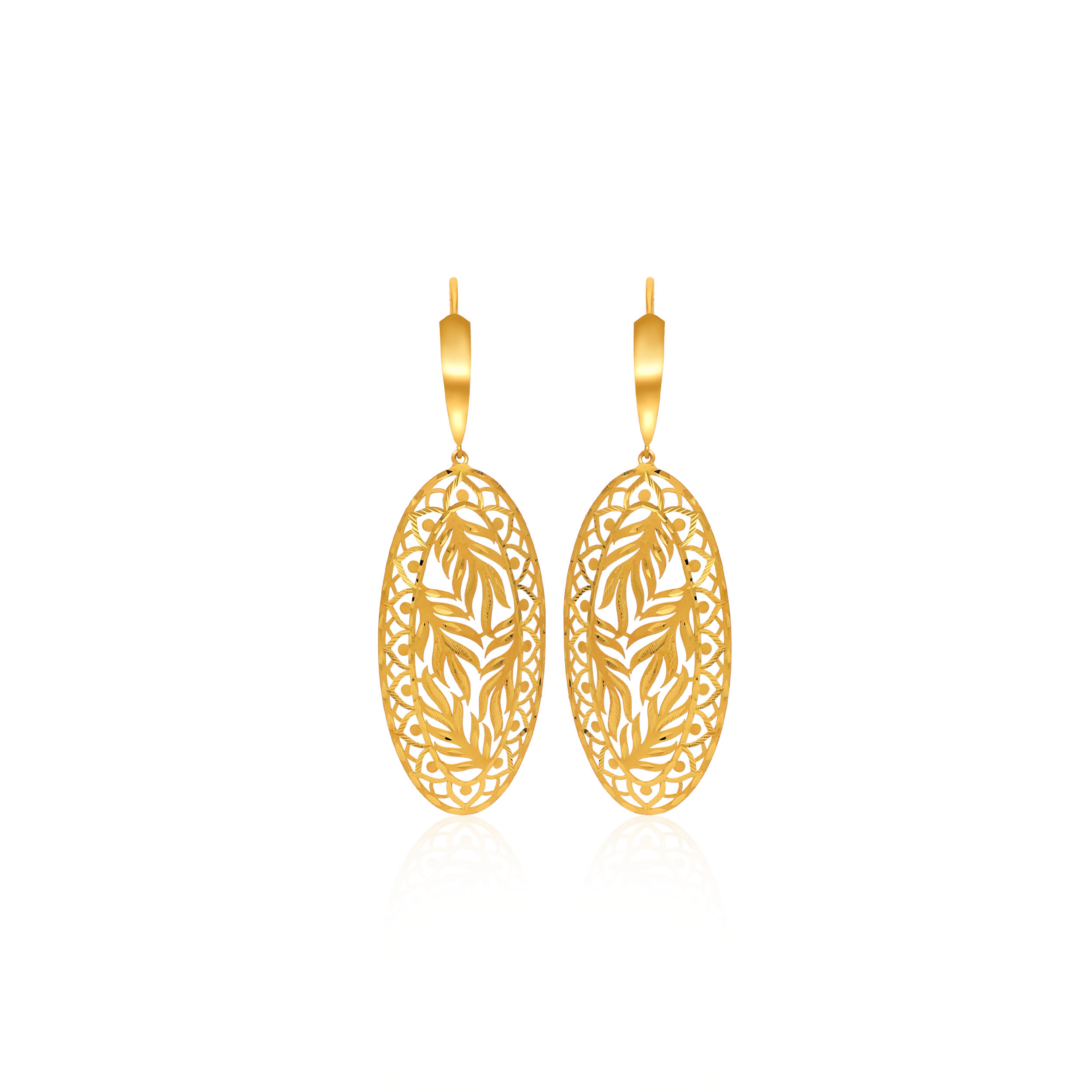 Leafy Splendour Gold Hook Earrings - Senco Gold and Diamonds