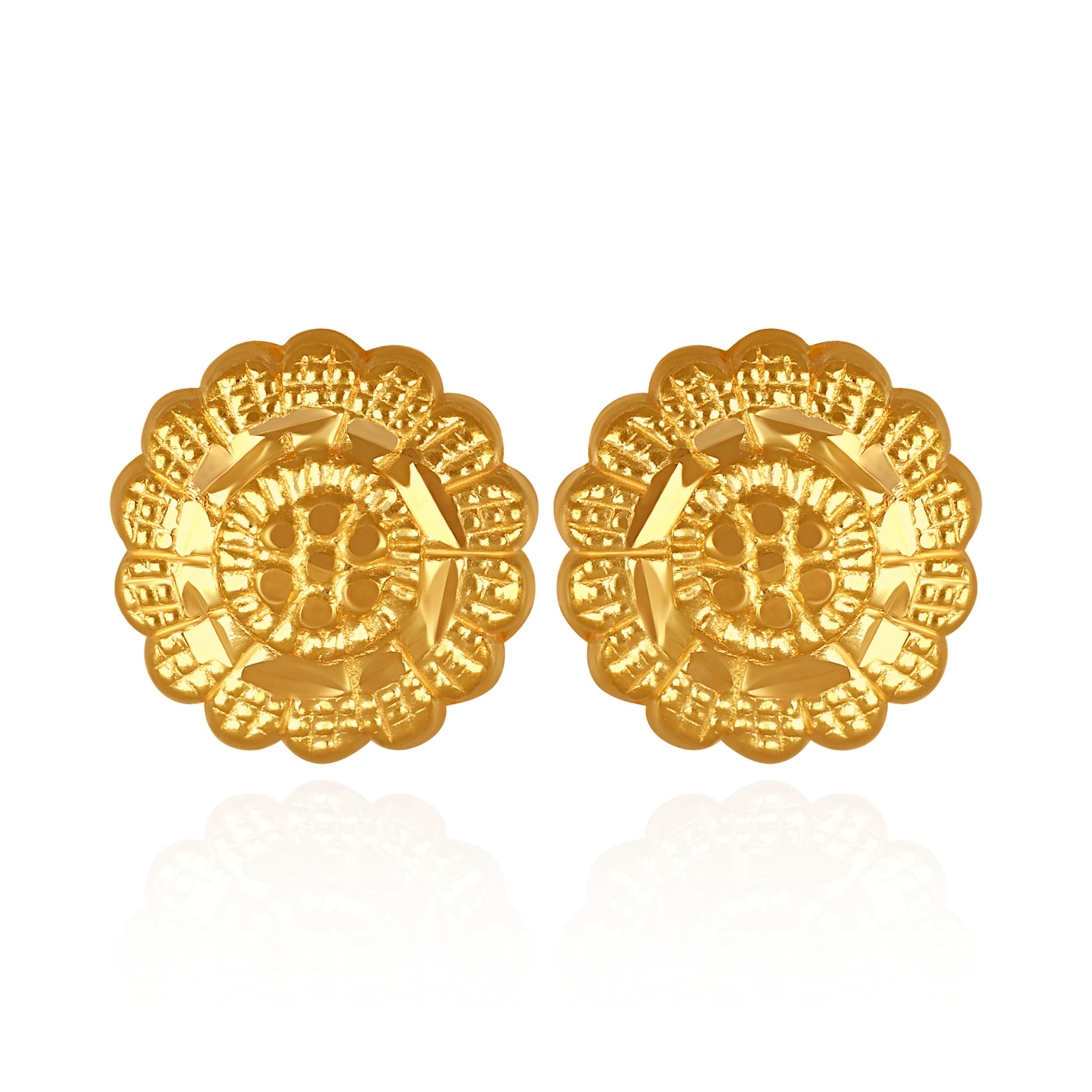 Regal Motif Gold Studs - Senco Gold and Diamonds