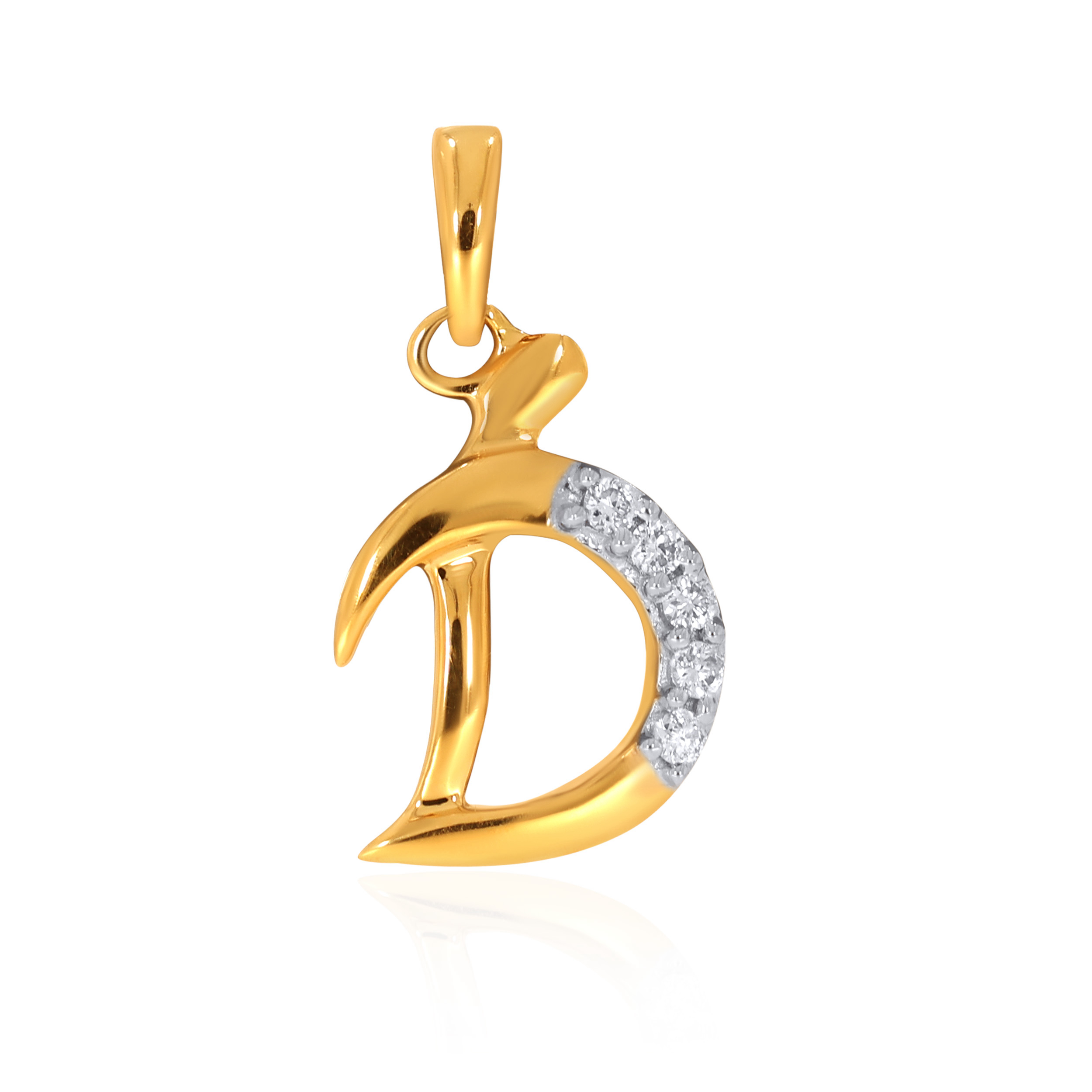 18K Yellow Gold D Alphabet Diamond Pendant-DPN-D000748631 - Senco Gold and Diamonds