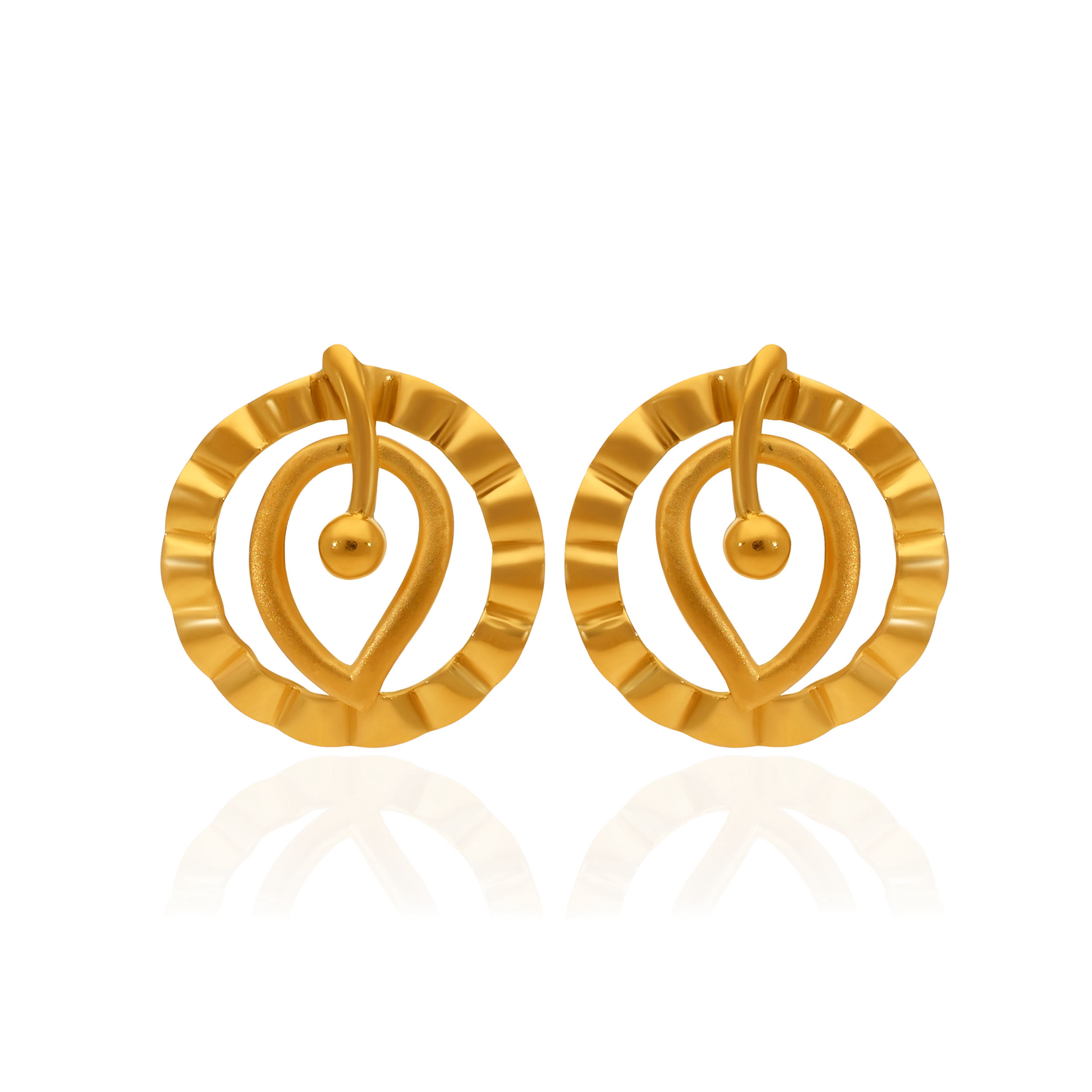Artisanal Swirl Gold Studs - Senco Gold and Diamonds