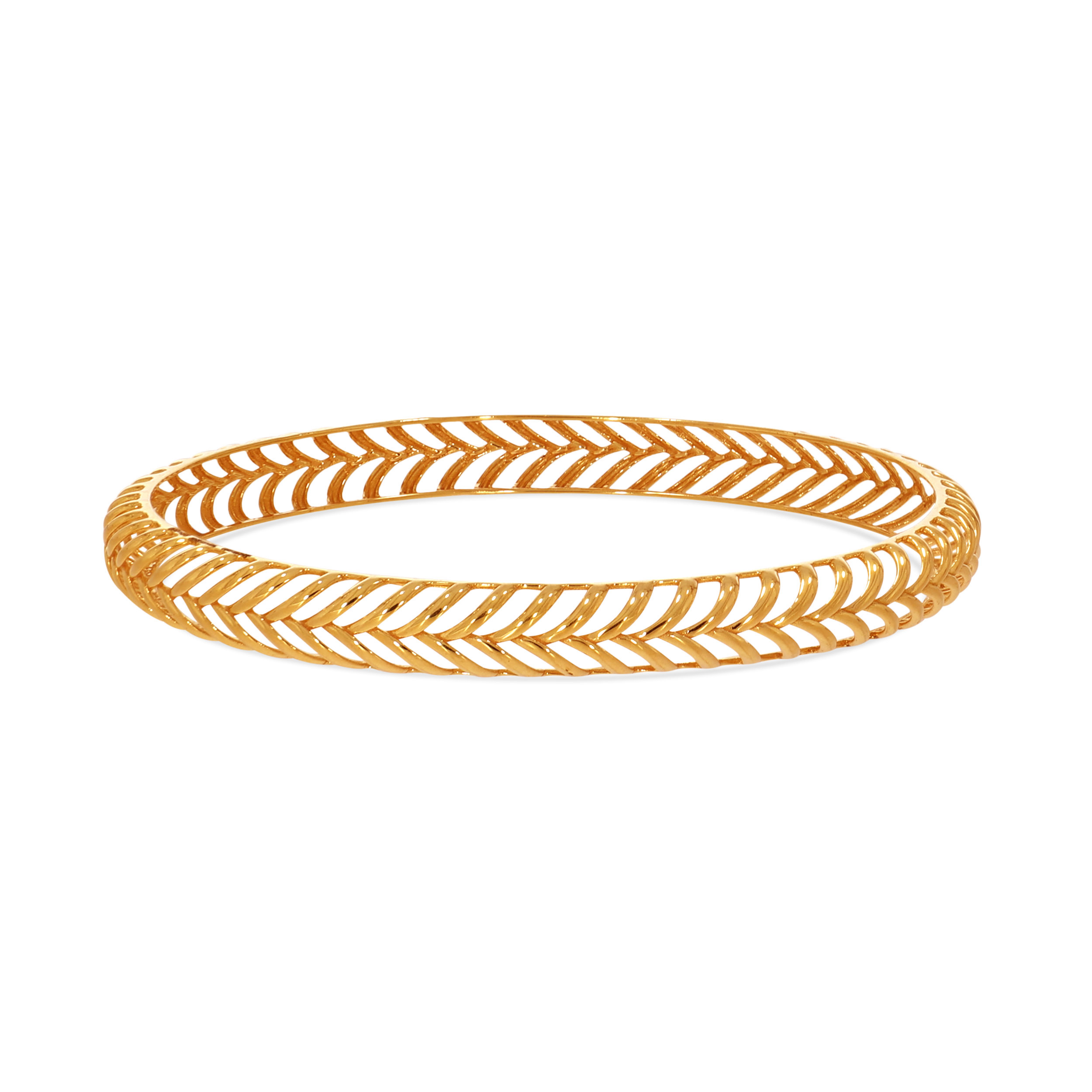 Chevron Textured Gold Bangle - Senco Gold and Diamonds