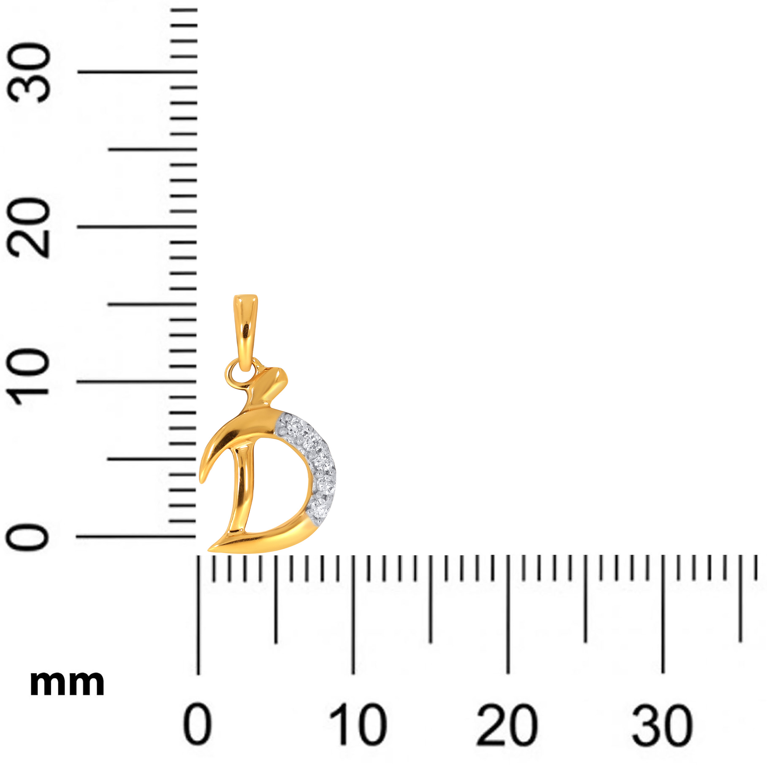 18K Yellow Gold D Alphabet Diamond Pendant-DPN-D000748631 - Senco Gold and Diamonds