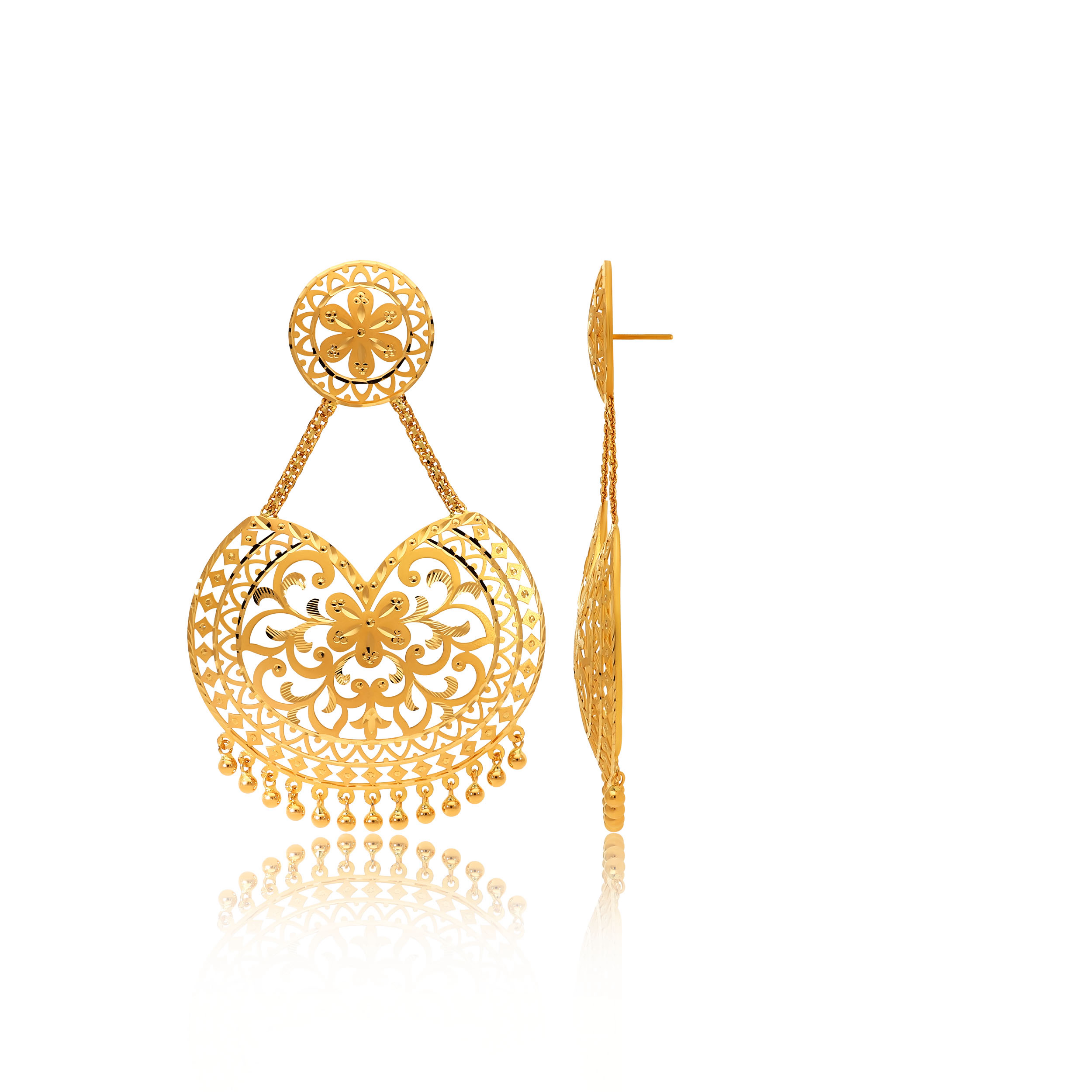 Enchanted Glow Gold Chandbali Earrings - Senco Gold and Diamonds