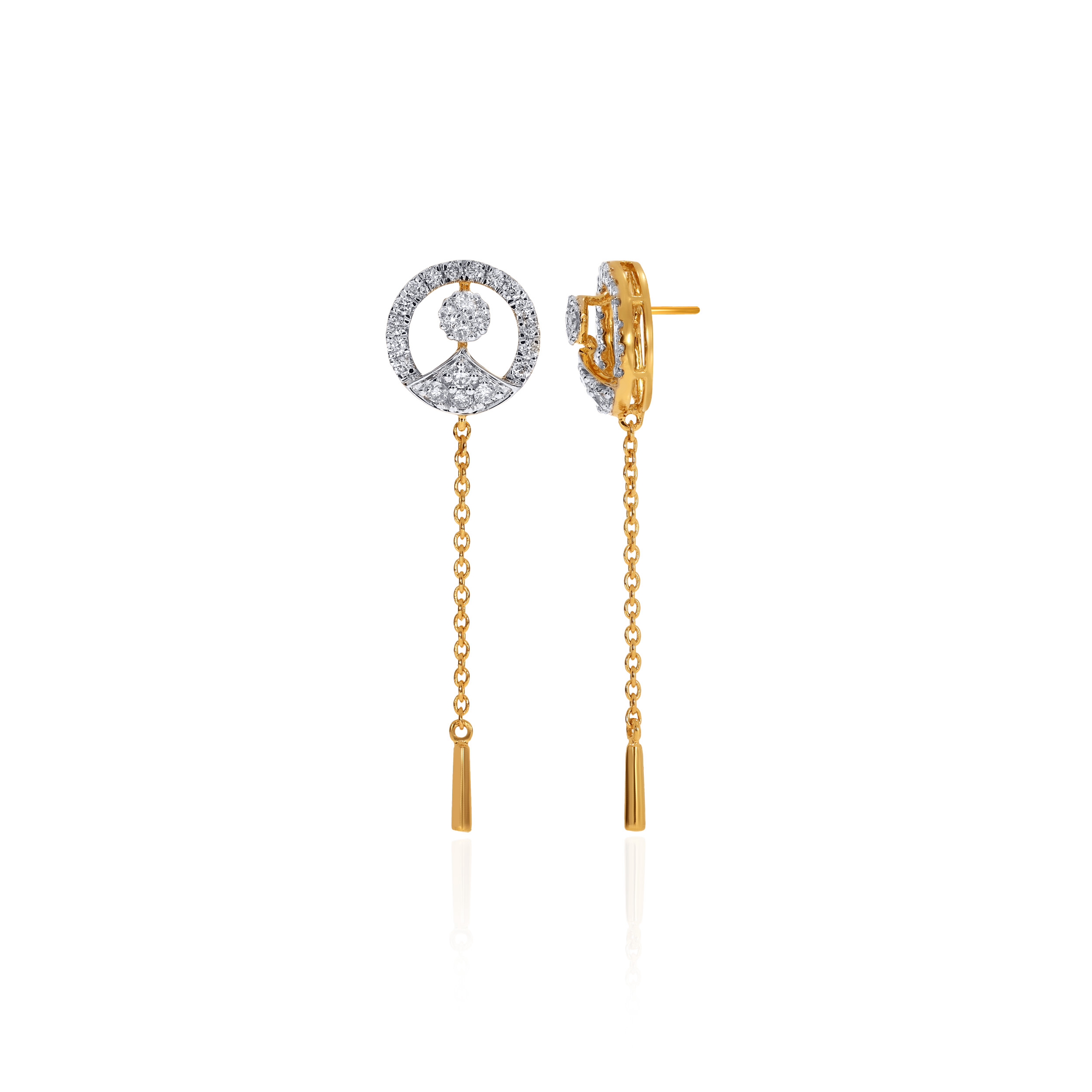 14K Yellow Gold Diamond Drop Earrings-DT-D000749753 - Senco Gold and Diamonds