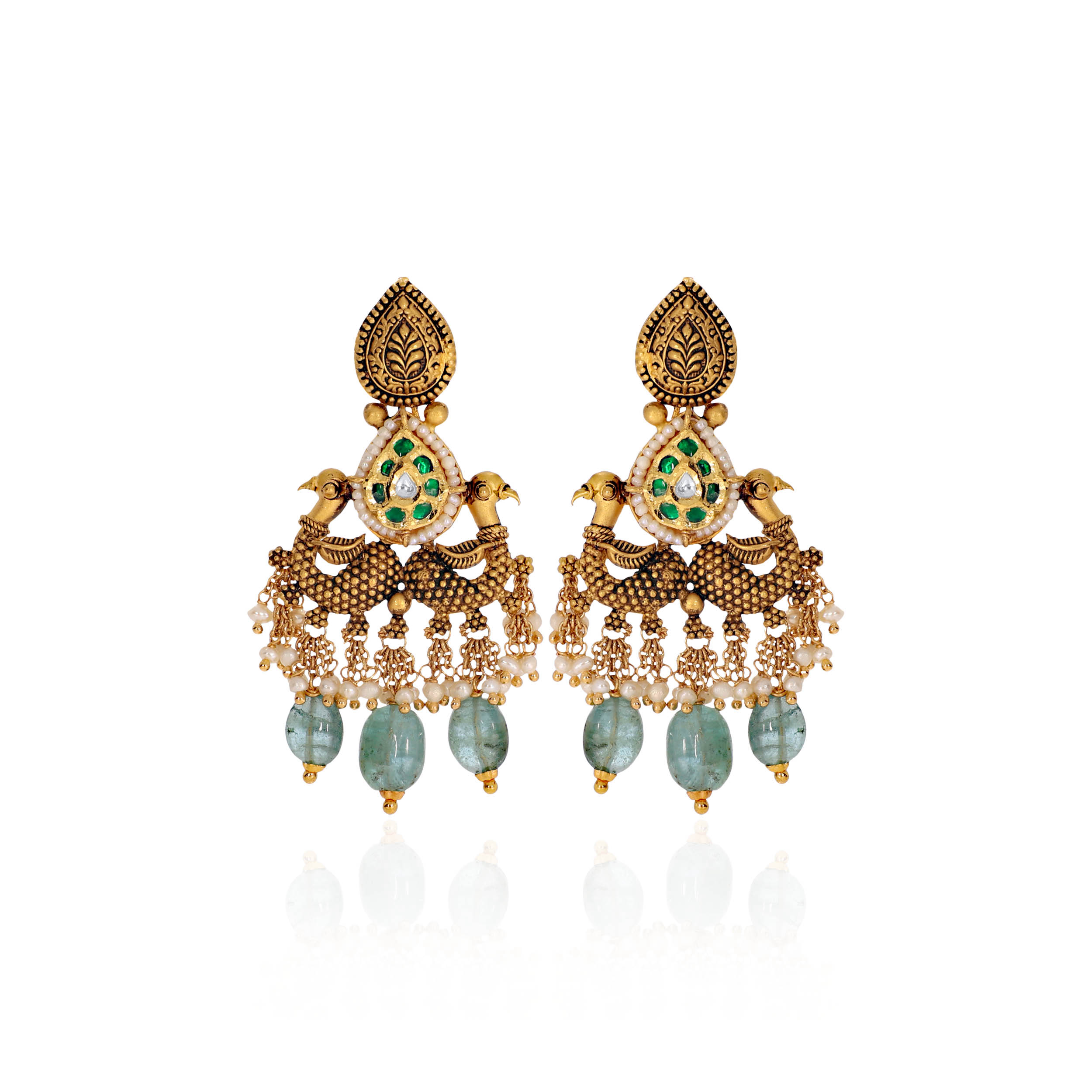 22K Yellow Gold Kundan Drop Earrings-GPGN-D000788451 - Senco Gold and Diamonds