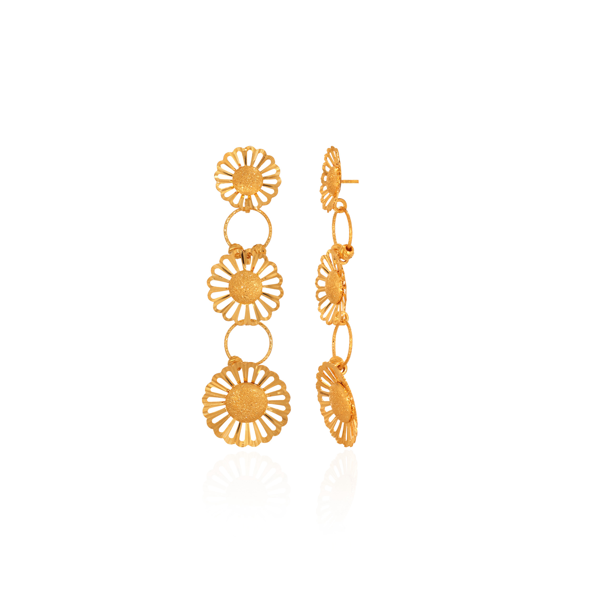 Marigold Trio Gold Drop Earrings - Senco Gold and Diamonds