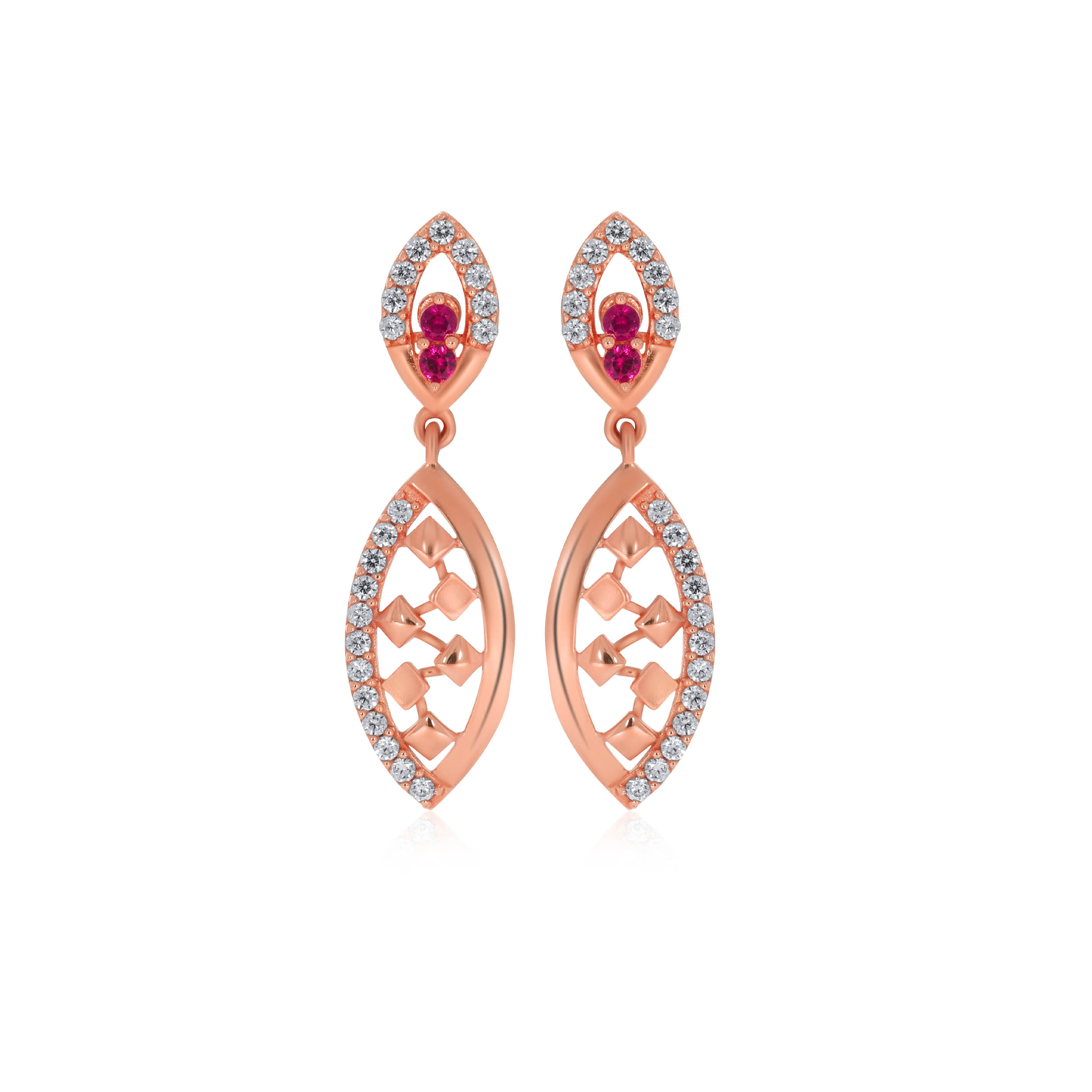 Chic Rosy Vision Gold Drop Earrings - Senco Gold and Diamonds