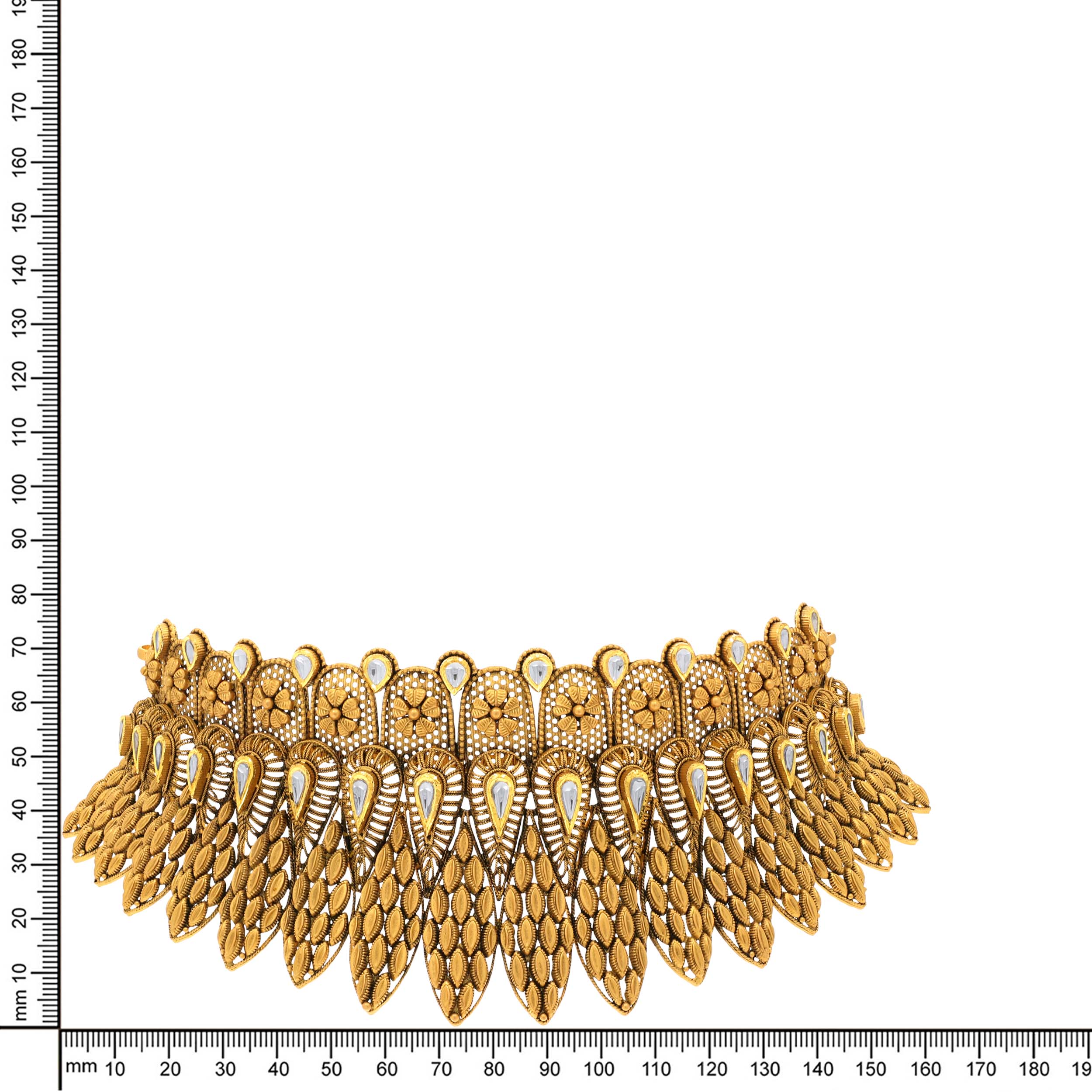 Royal Feathers Antique Gold Choker Necklace - Senco Gold and Diamonds