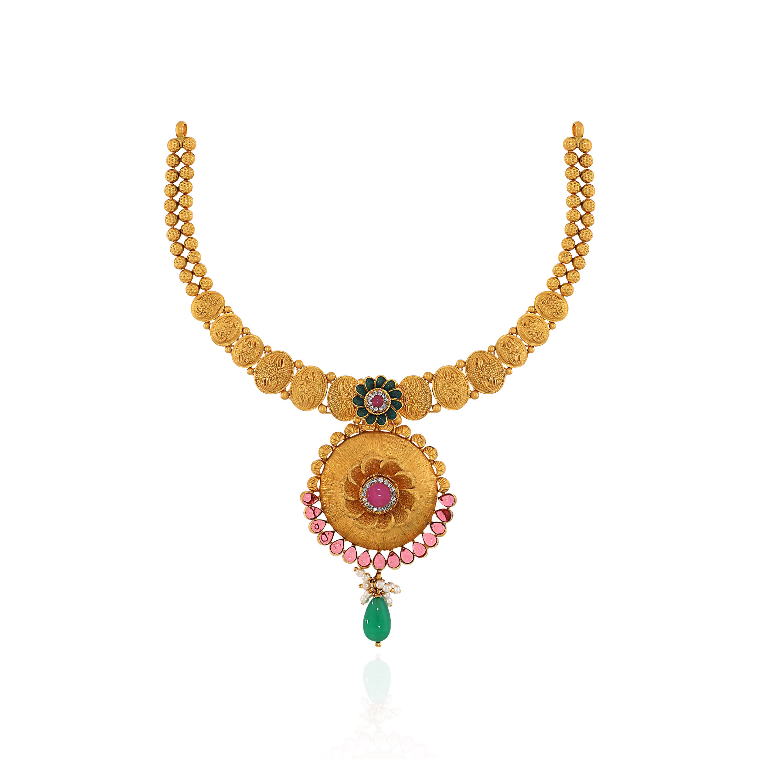 Regal Bloom Kundan Gold Necklace - Senco Gold and Diamonds
