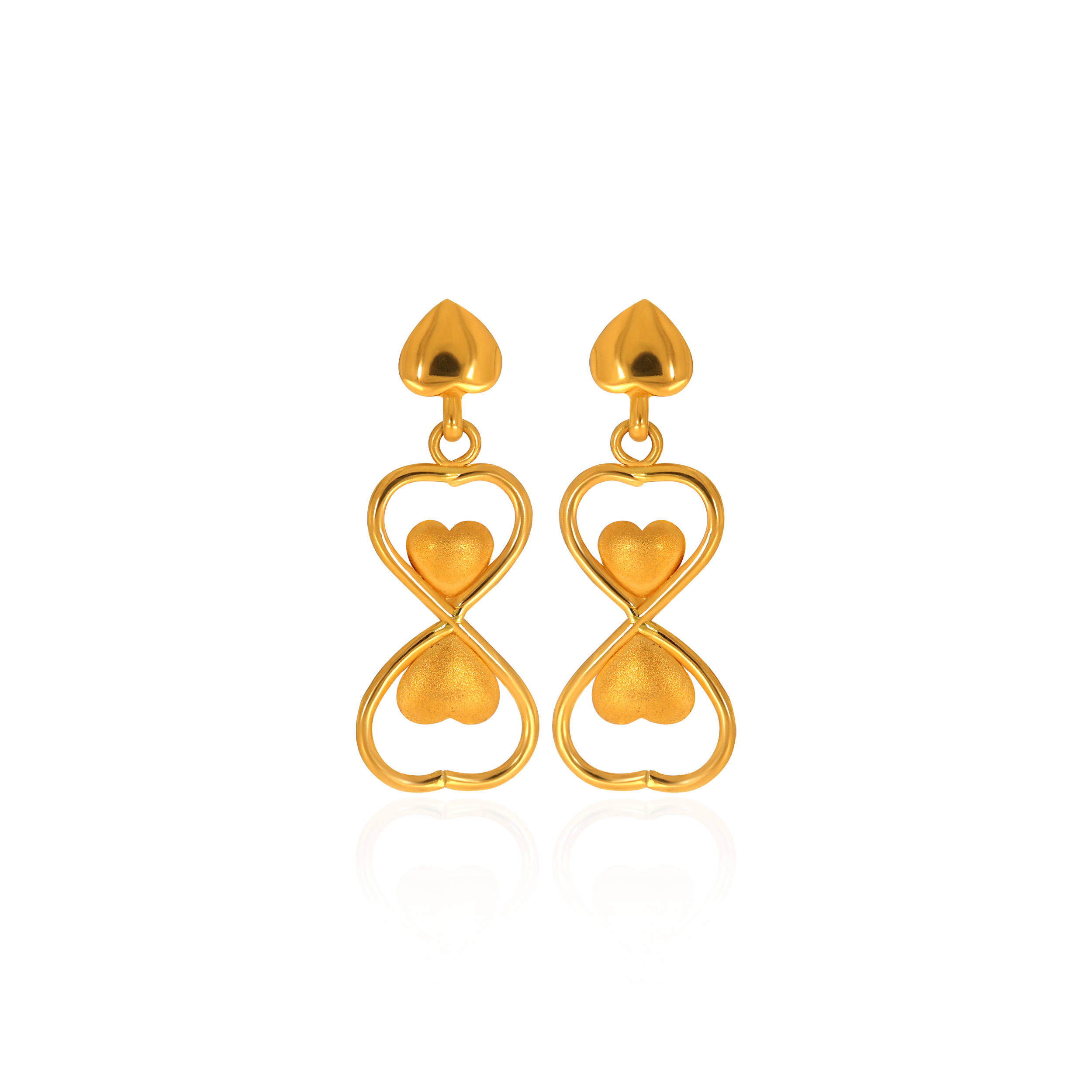 Adorable Hourglass Gold Drop Earrings - Senco Gold and Diamonds