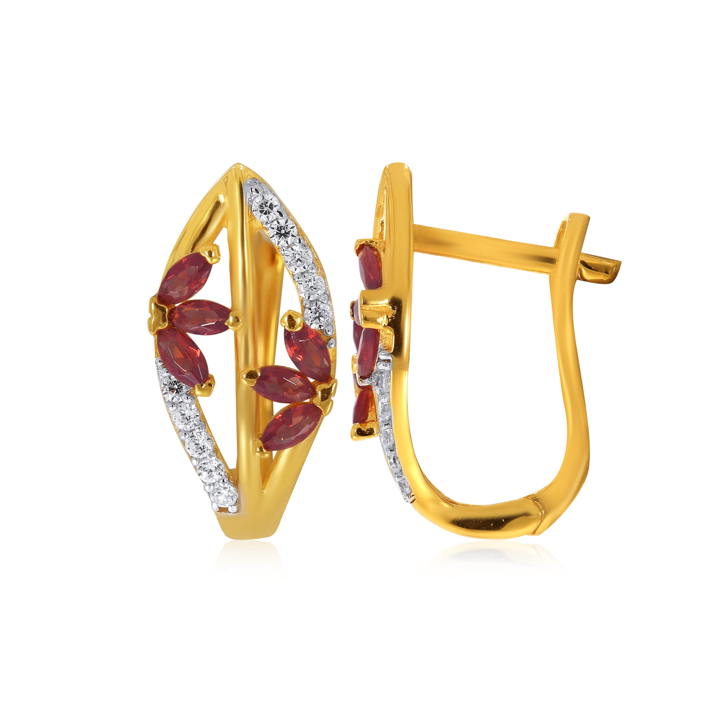 Crimson Petals Gold Hoop Earrings - Senco Gold and Diamonds