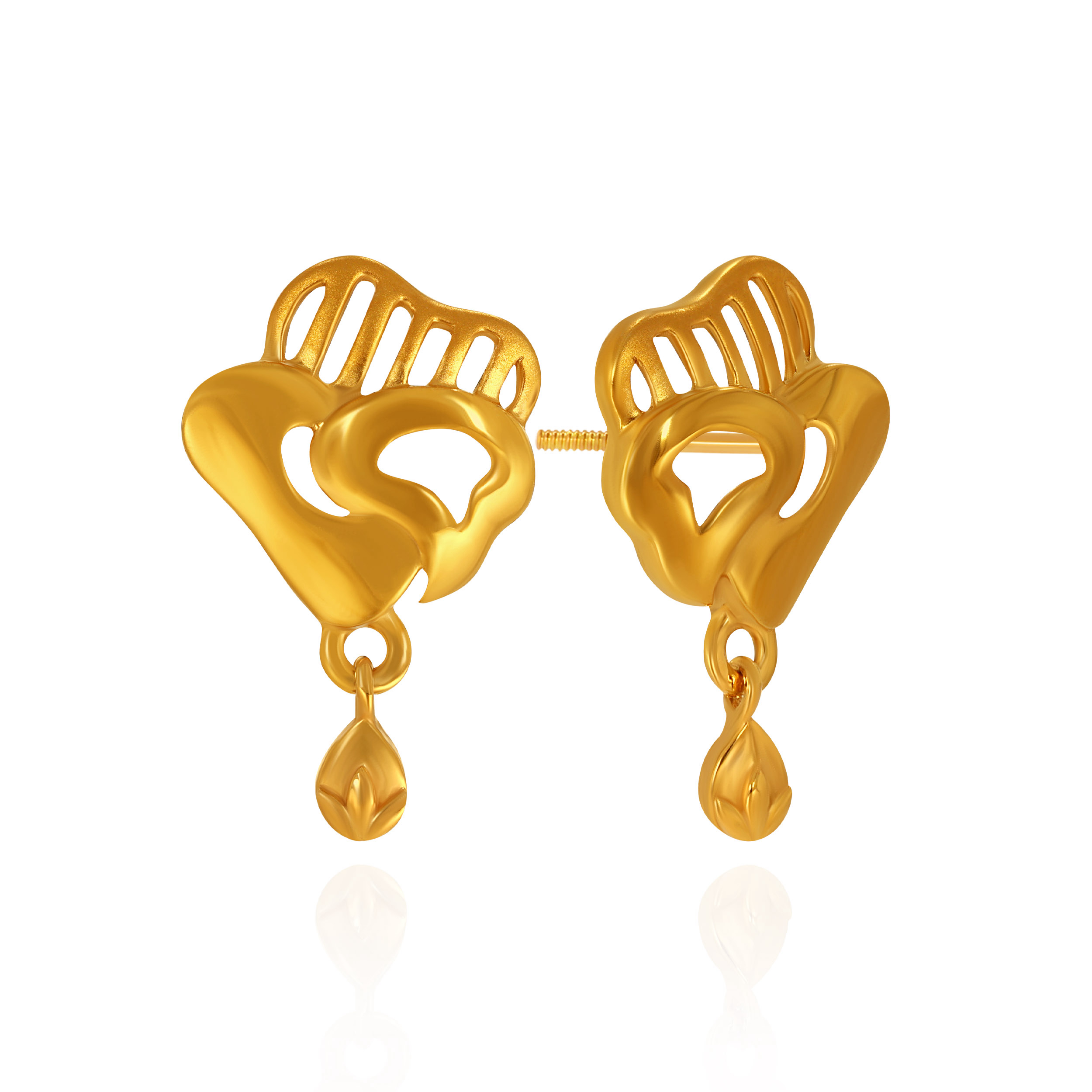 Sculpted Charm Gold Drop Earrings - Senco Gold and Diamonds