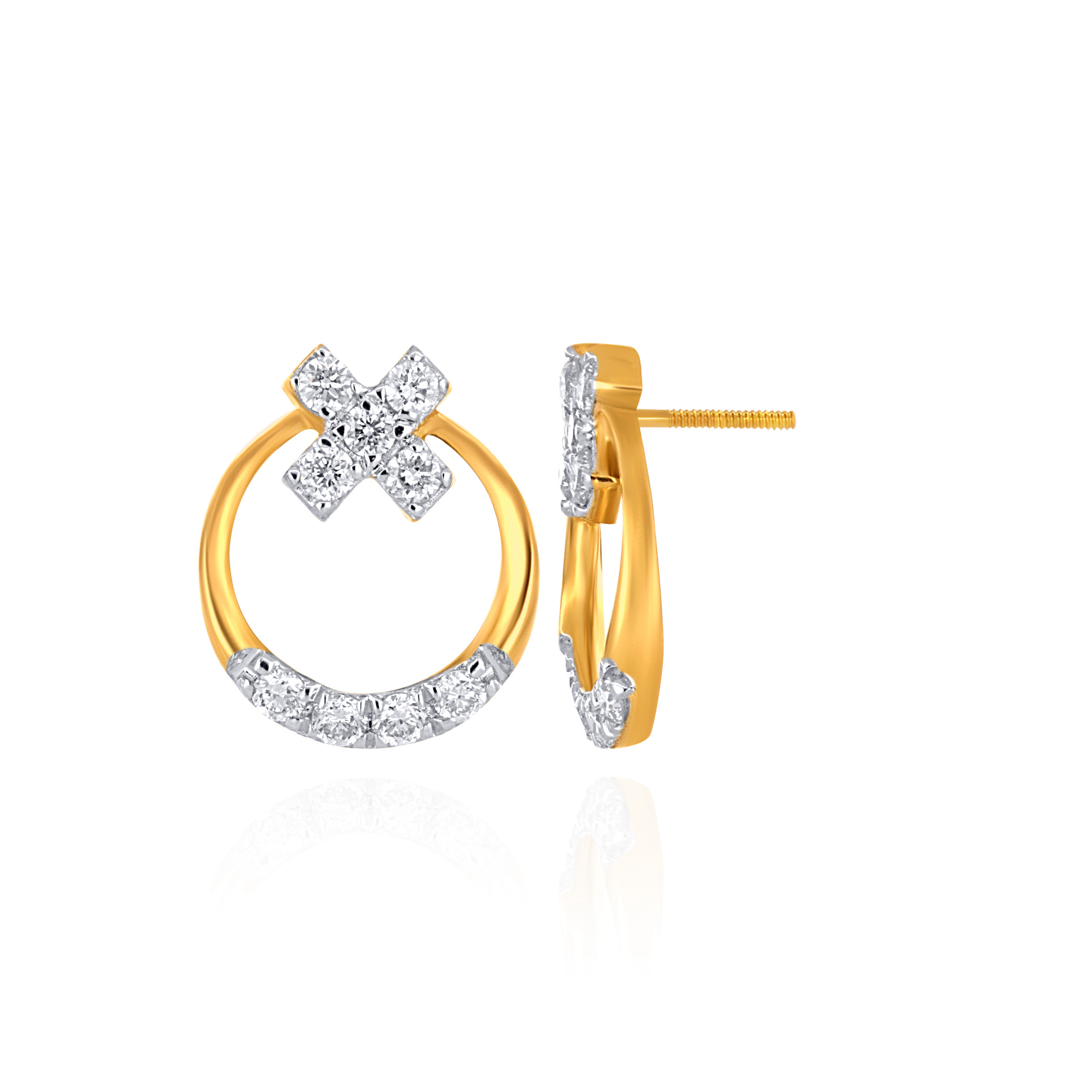Twinkle Cross Diamond Hoops - Senco Gold and Diamonds