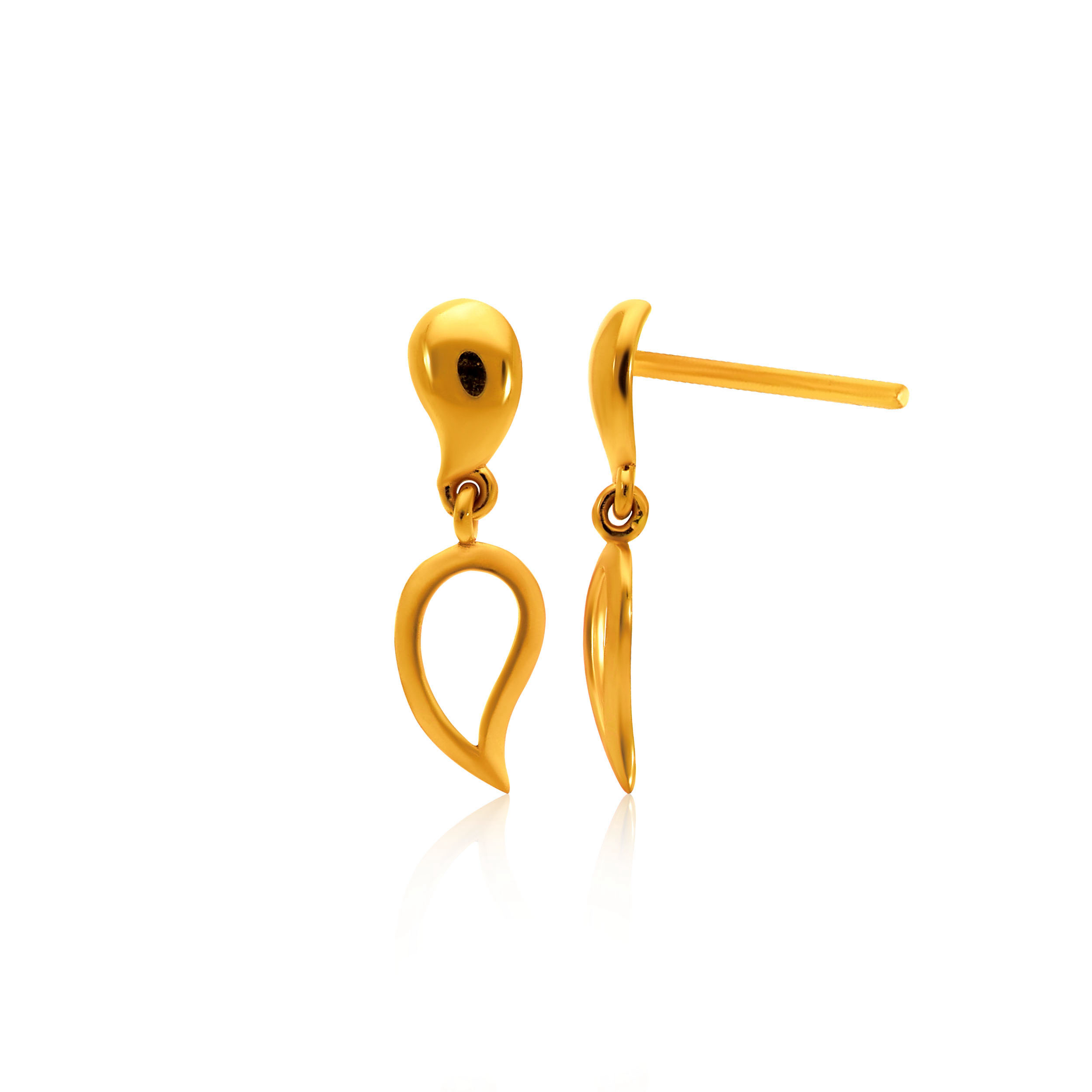 Sleek Silhouette Gold Drop Earrings - Senco Gold and Diamonds