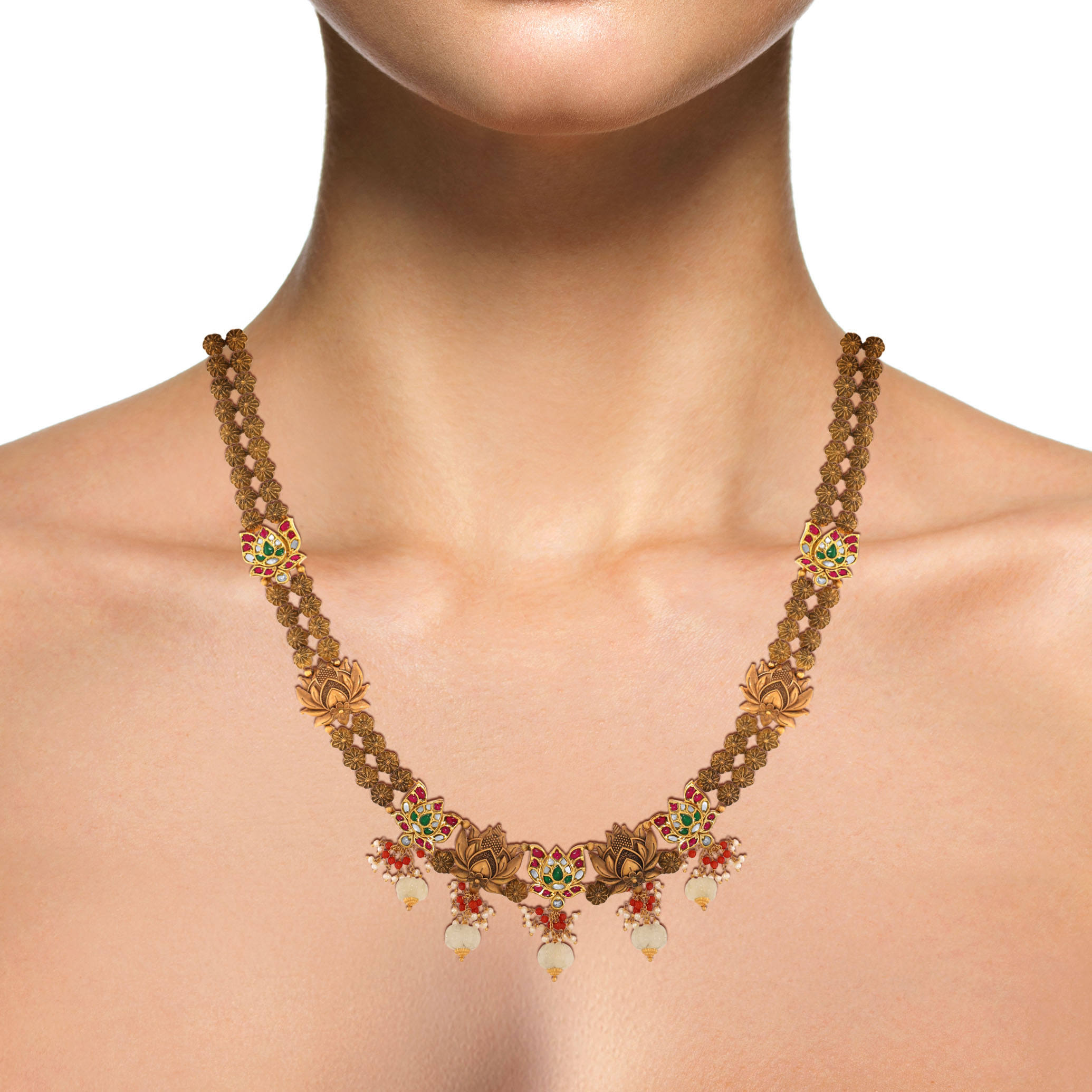 22K Yellow Gold Kundan Necklace-GN-D000788443 - Senco Gold and Diamonds