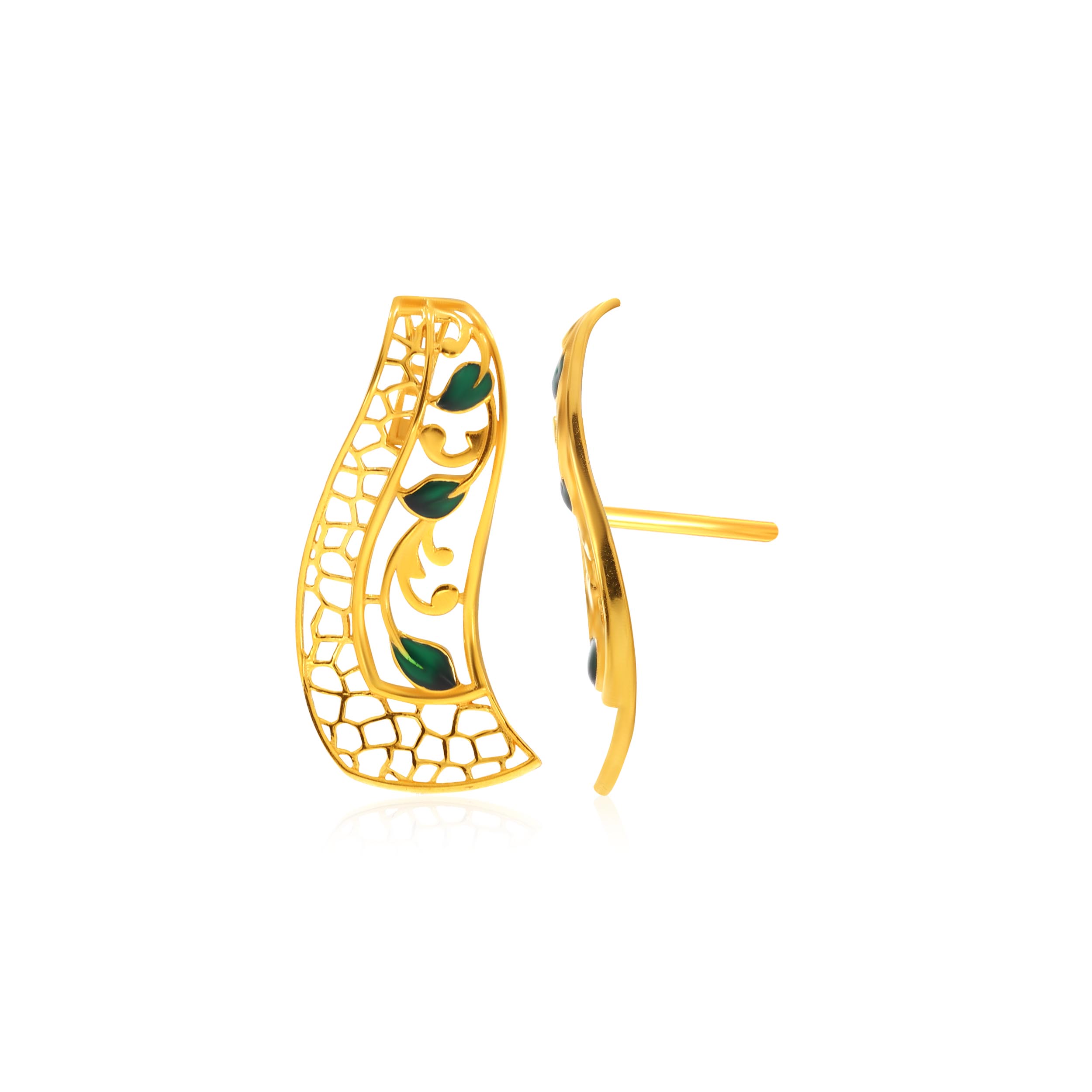 Creative Waterfall Gold Studs - Senco Gold and Diamonds