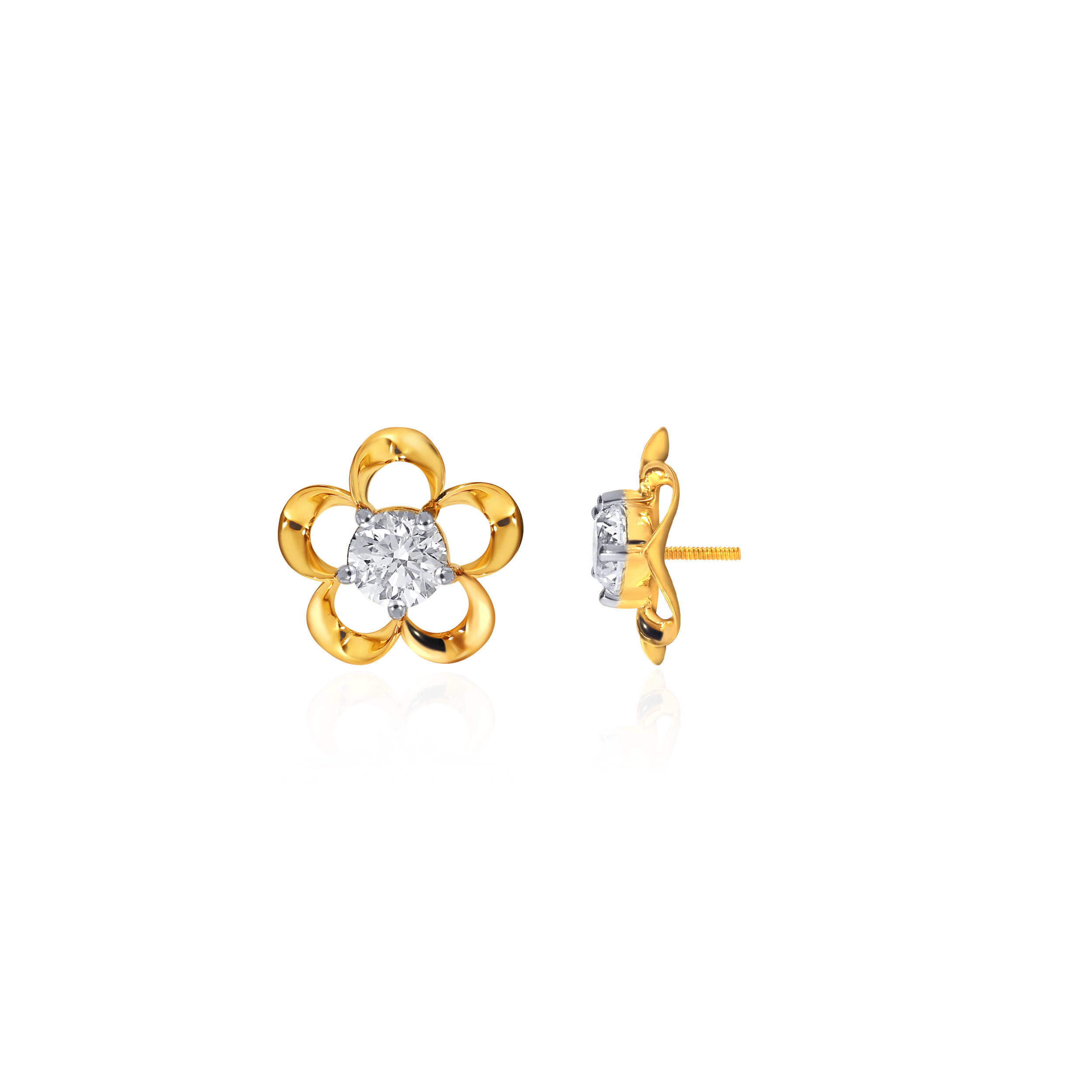 Exquisite Bloom Solitaire Studs - Senco Gold and Diamonds