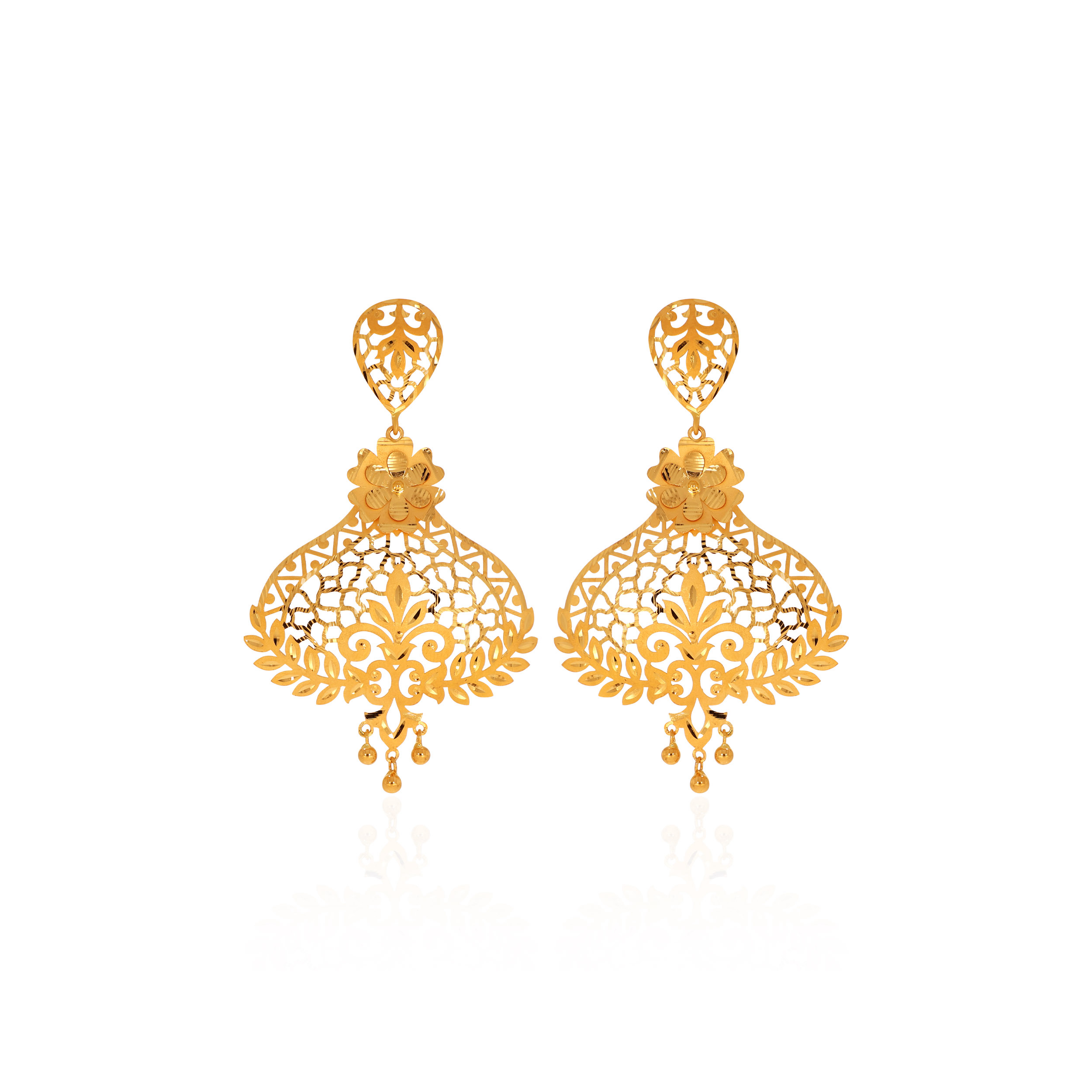 Ethnic Flora Gold Earrings - Senco Gold and Diamonds